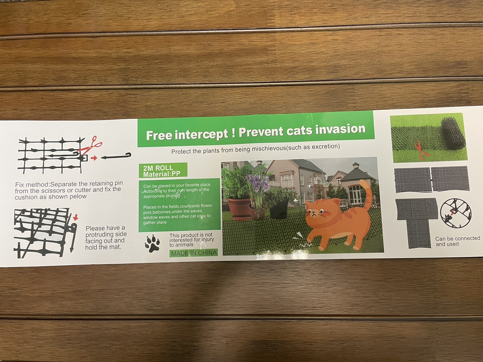 200 x 30cm, 78.7" x 11.8" Cat Scat Spike Garden Mat, Cat Dog Repellent Mat, New