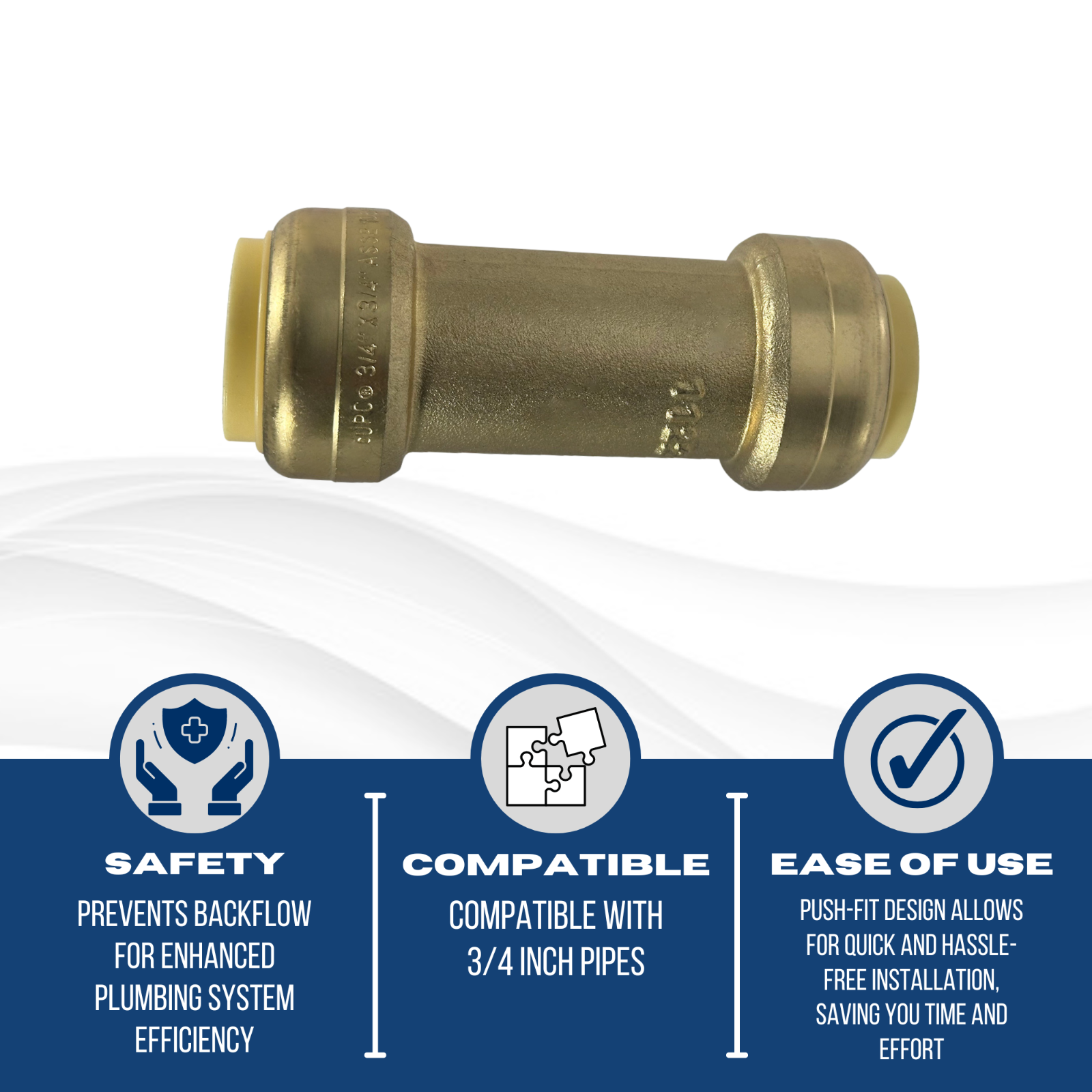 XFITTING 5 Pcs. 3/4" Push Fit Check Valve, 3/4" Push To Connect Check Valve