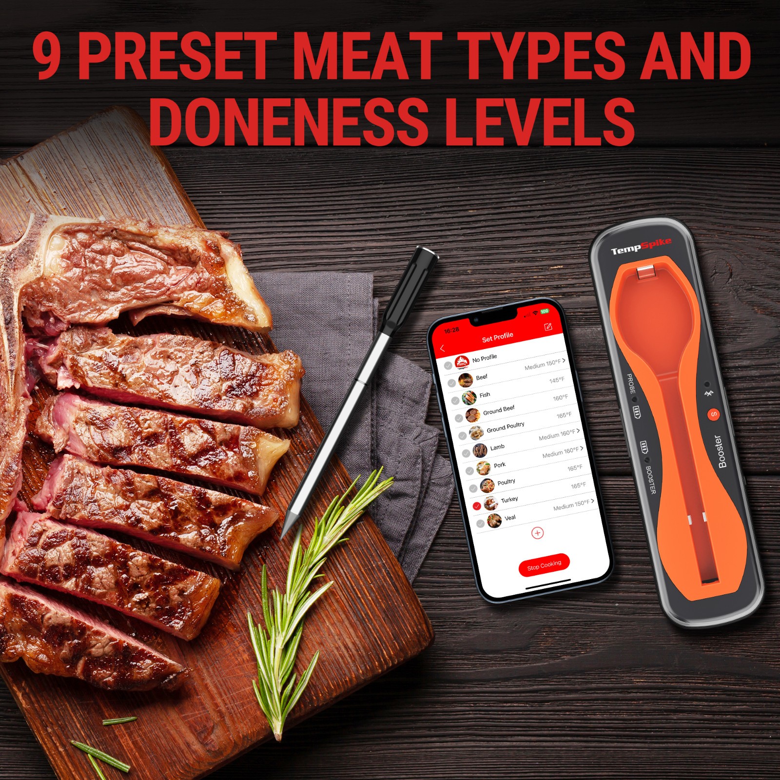 ThermoPro TP960 500ft Wireless Meat Thermometer + FREE Instant Read Thermometer