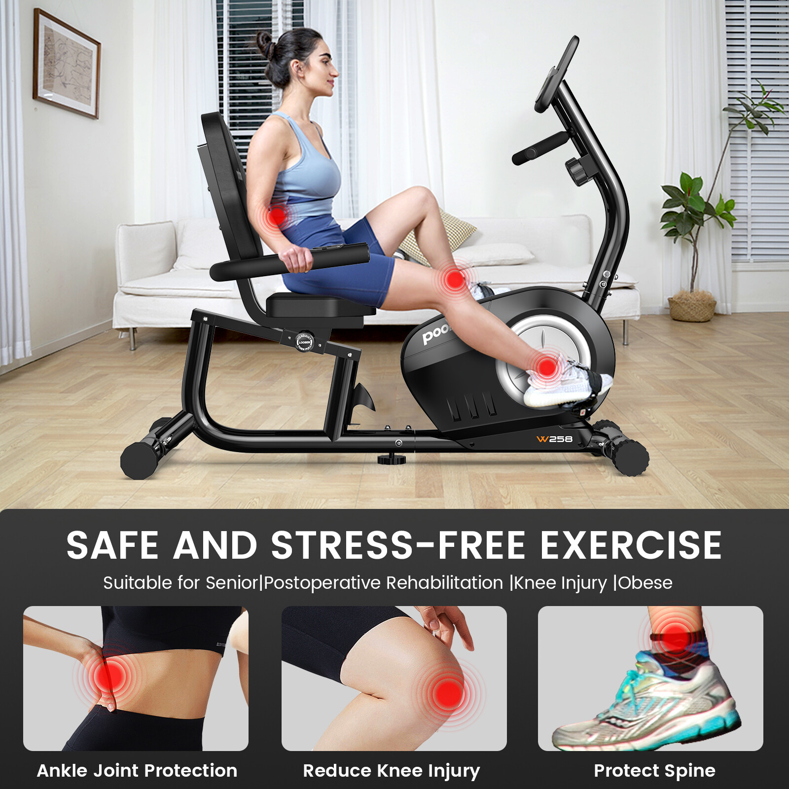 Indoor Recumbent Exercise Bike Stationary Bike Workout Bike Exercise Machine