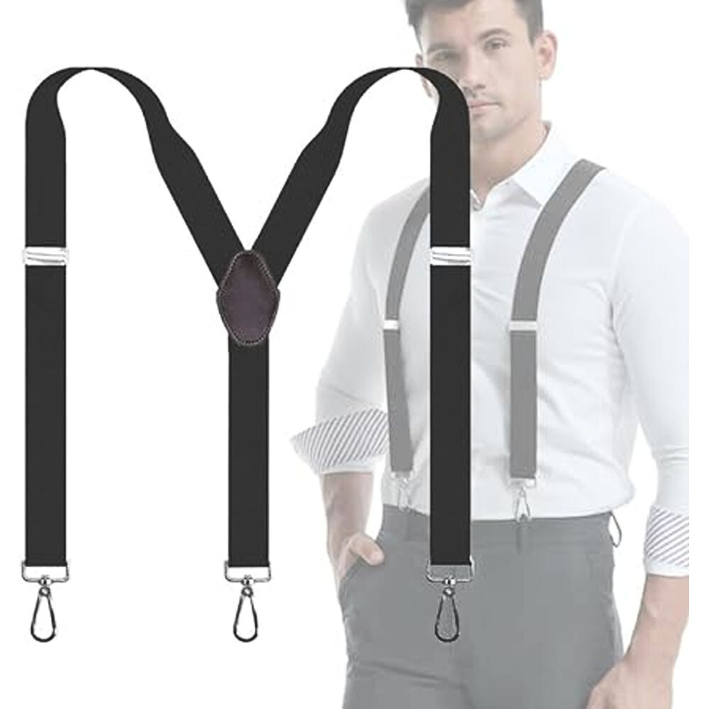 2 Pcs Adjustable Y-Back Duty Work Heavy Elastic Suspenders for Men