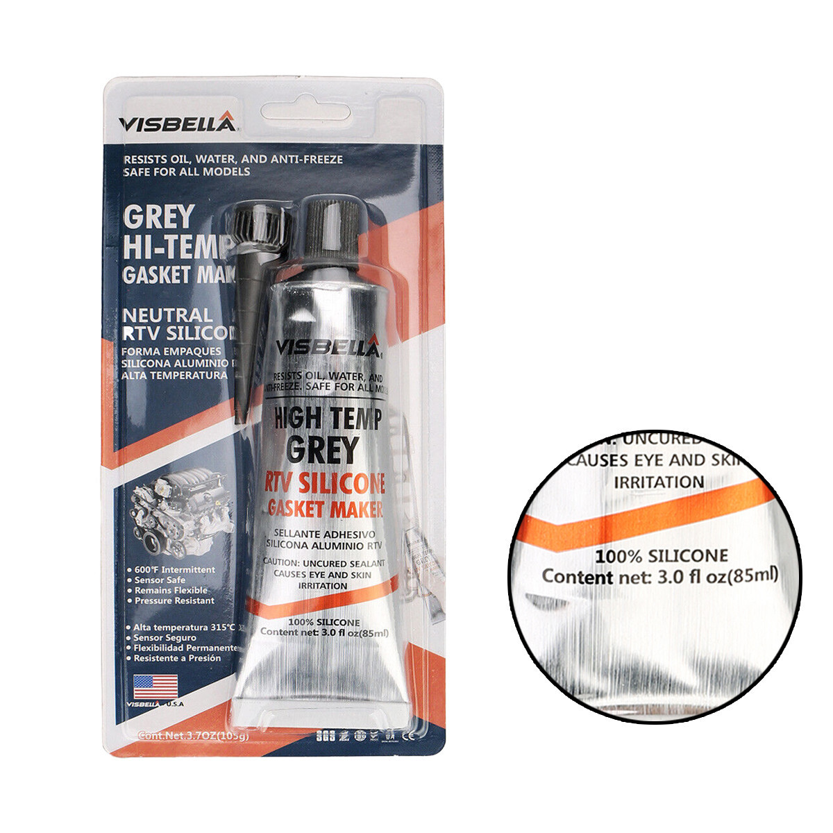 12Pcs High-Temp Grey RTV Silicone Gasket Maker VISBELLA Sealant for Valve covers