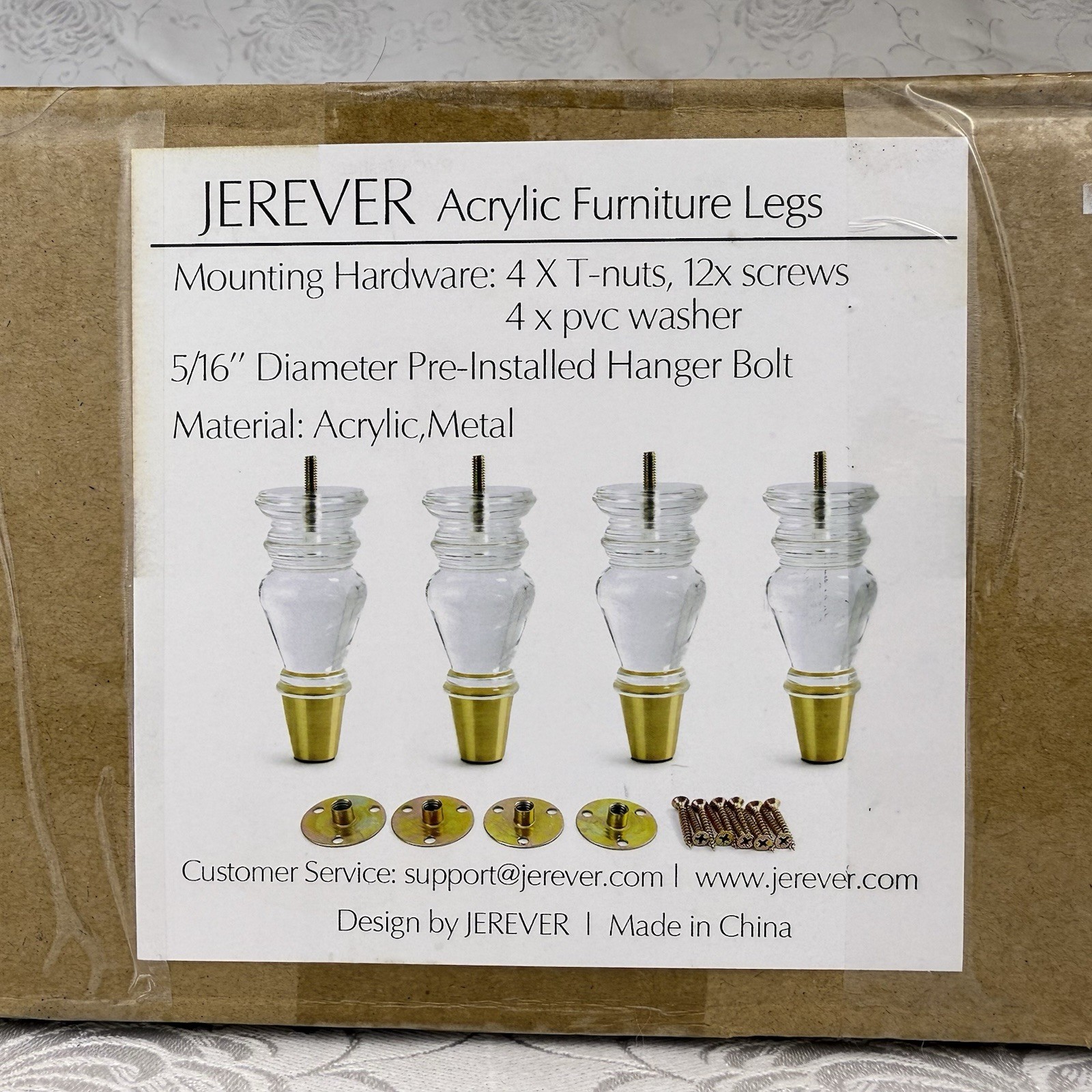Jerever Acrylic Funiture Legs Lot Of Four (4) Legs With Mounting Hardware **READ
