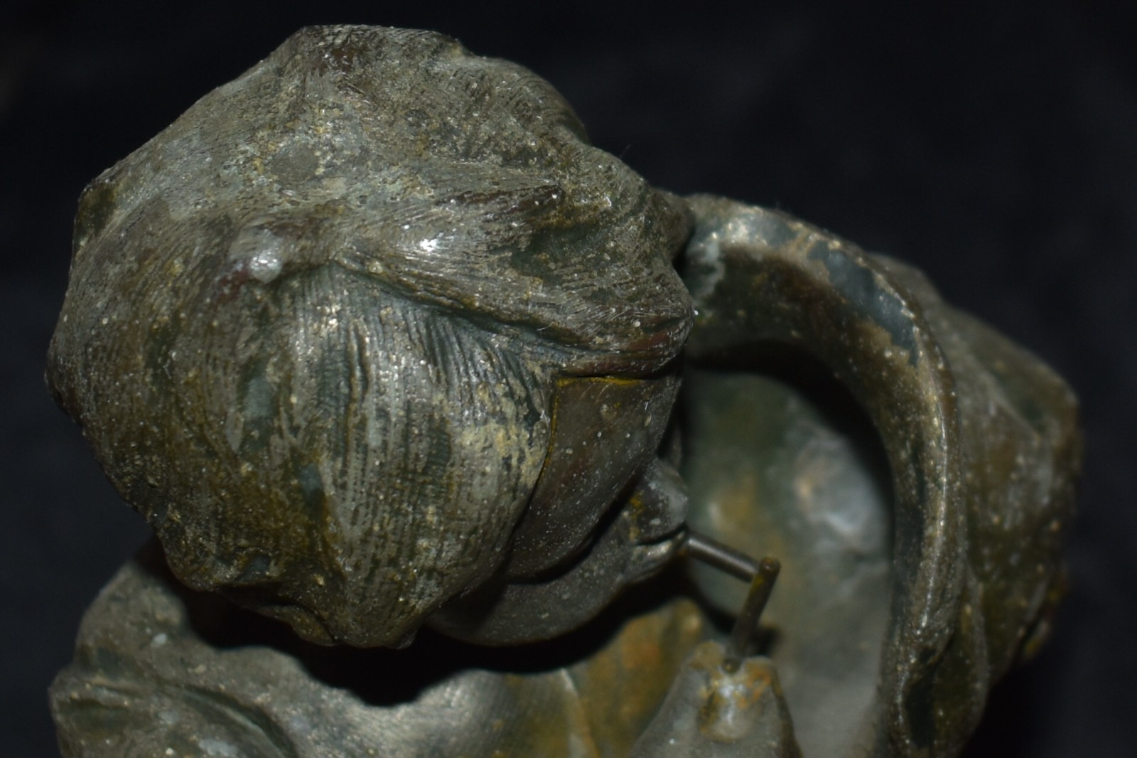 Antique "A BEGINNER" Hollow Metal Spelter ? Sculpture 11.25”T