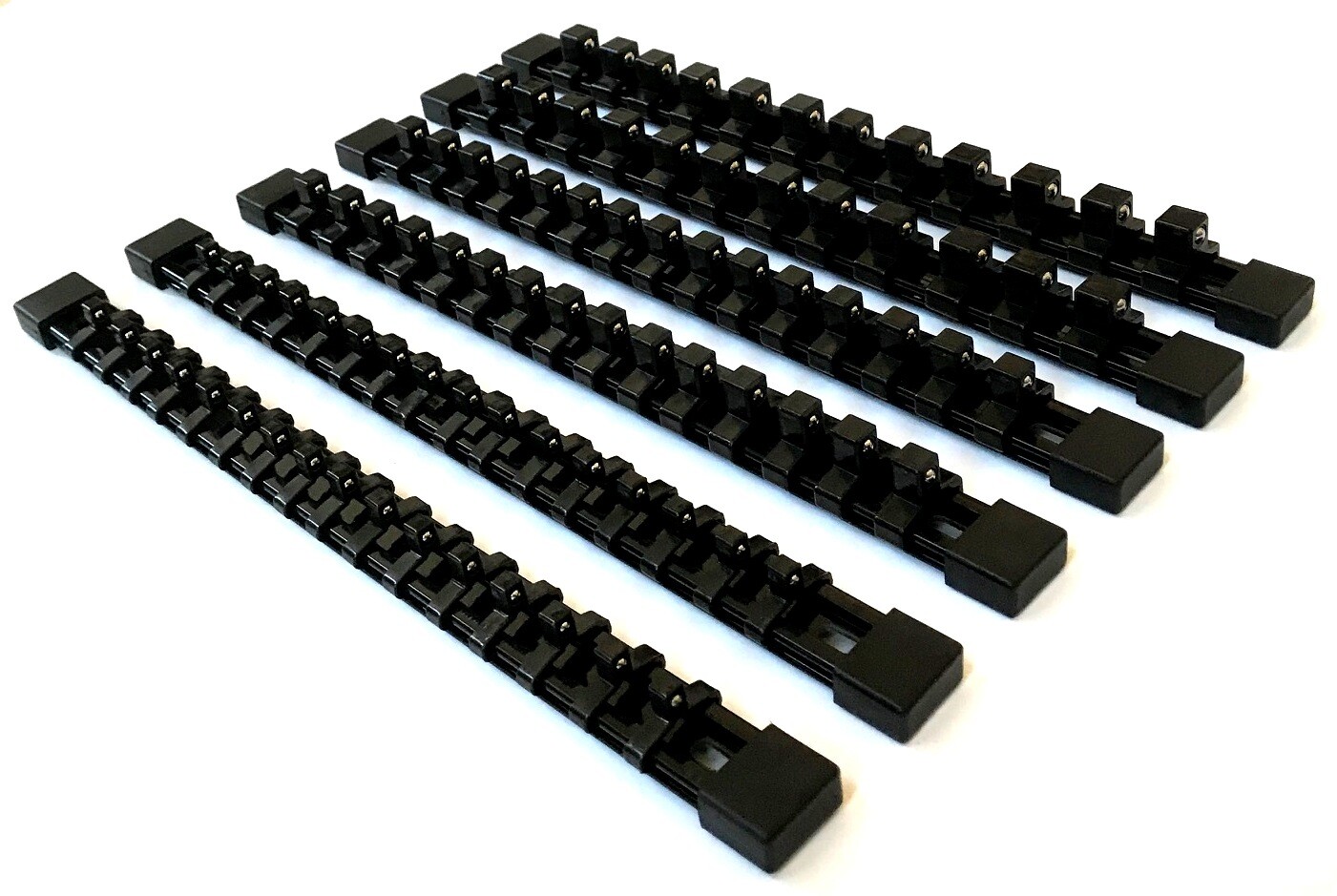 6 GOLIATH INDUSTRIAL MOUNTABLE SOCKET RAIL HOLDER ORGANIZER BLACK 1/4 3/8 1/2