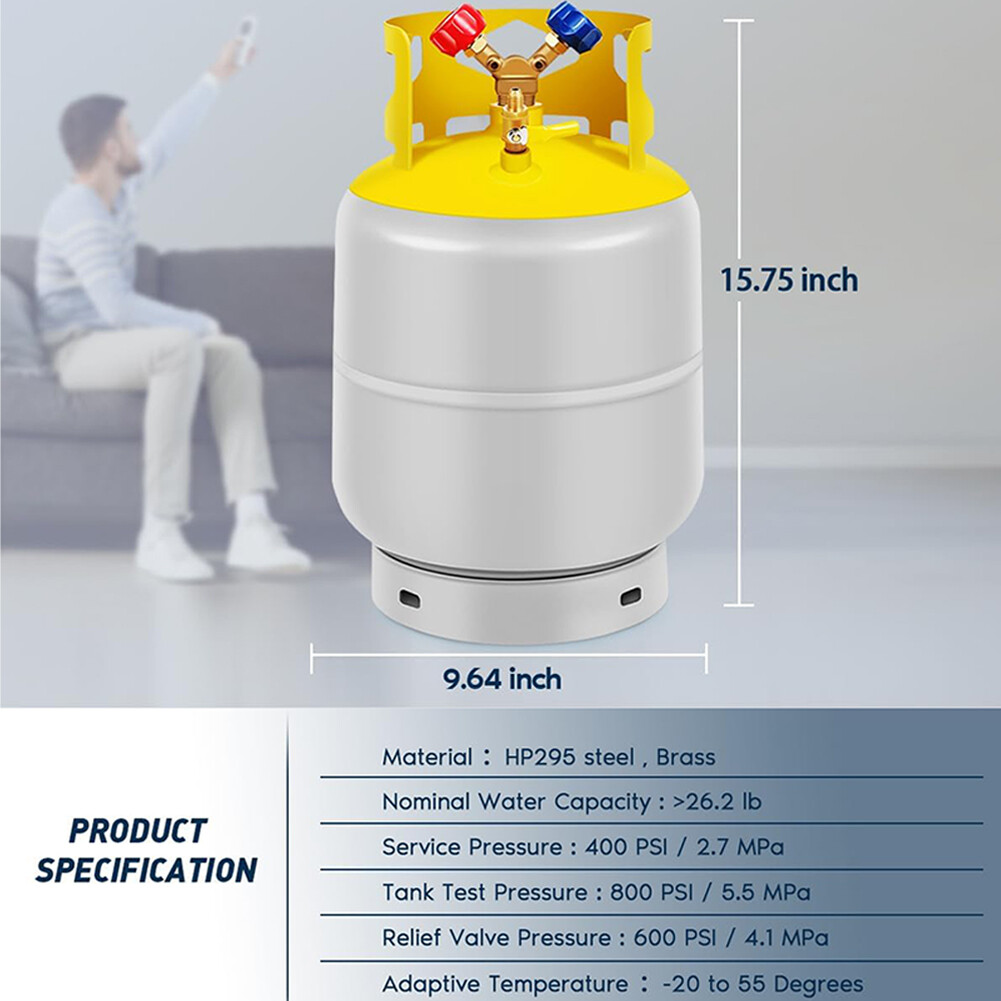Refrigerant Recovery Tank with Float Switch, 30LB Capacity Ac Recovery Cylinder