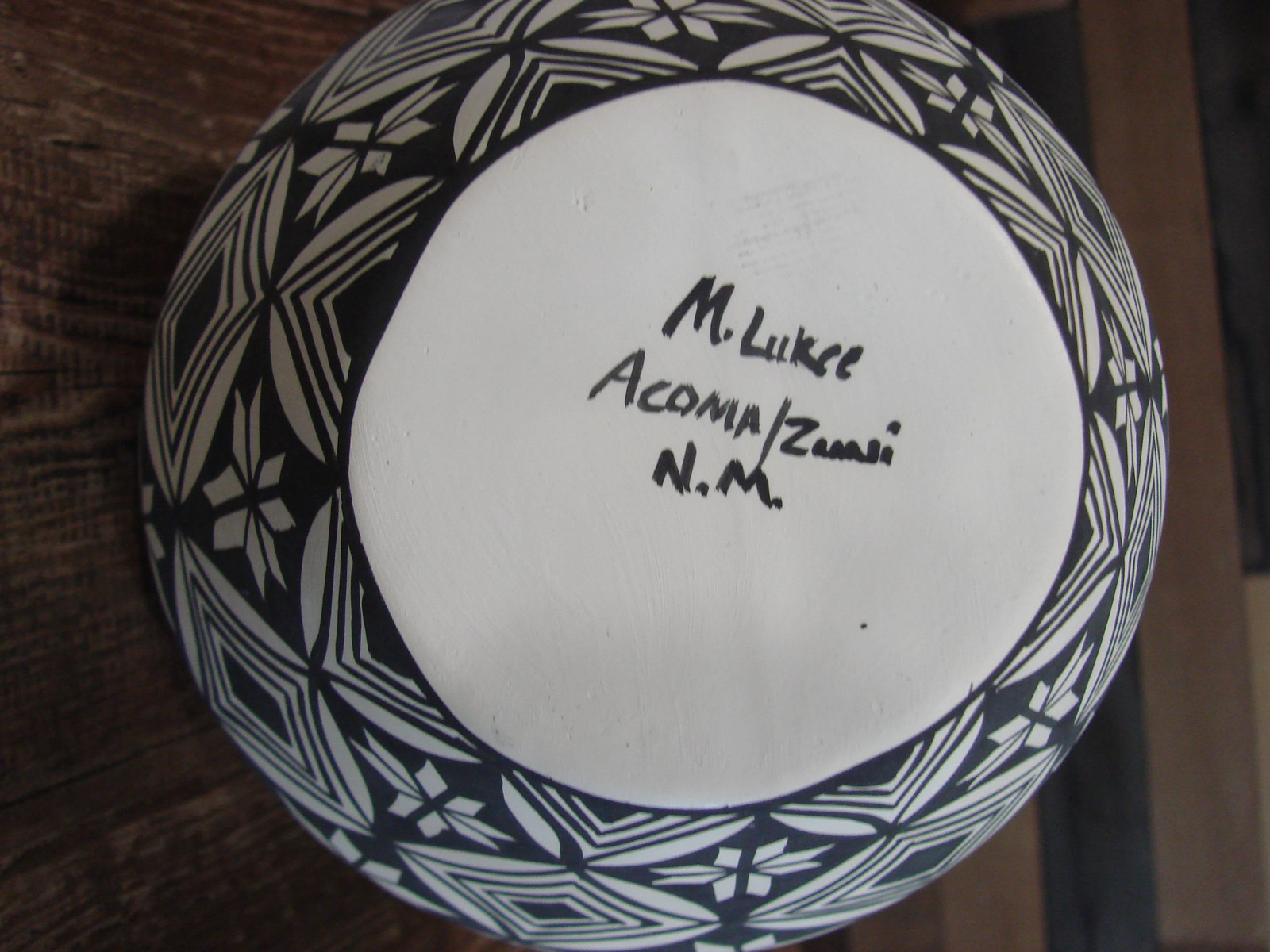 Native American Fine Line Hand Painted Wedding Vase by M. Lukee