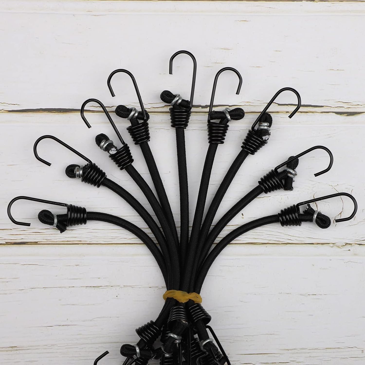 Small Bungee Cords with Hooks 6 inch Mini Black Bungee Cords, 10 Pcs