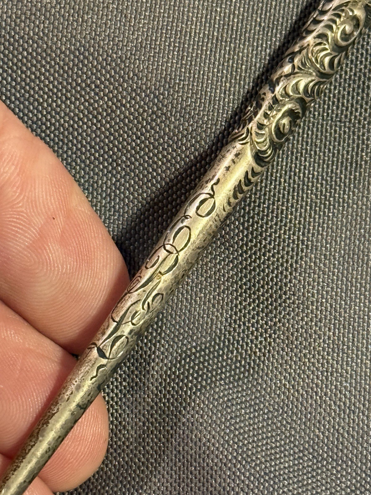 Antique Ornate Sterling Silver Dip Pen Holder quill inkwell