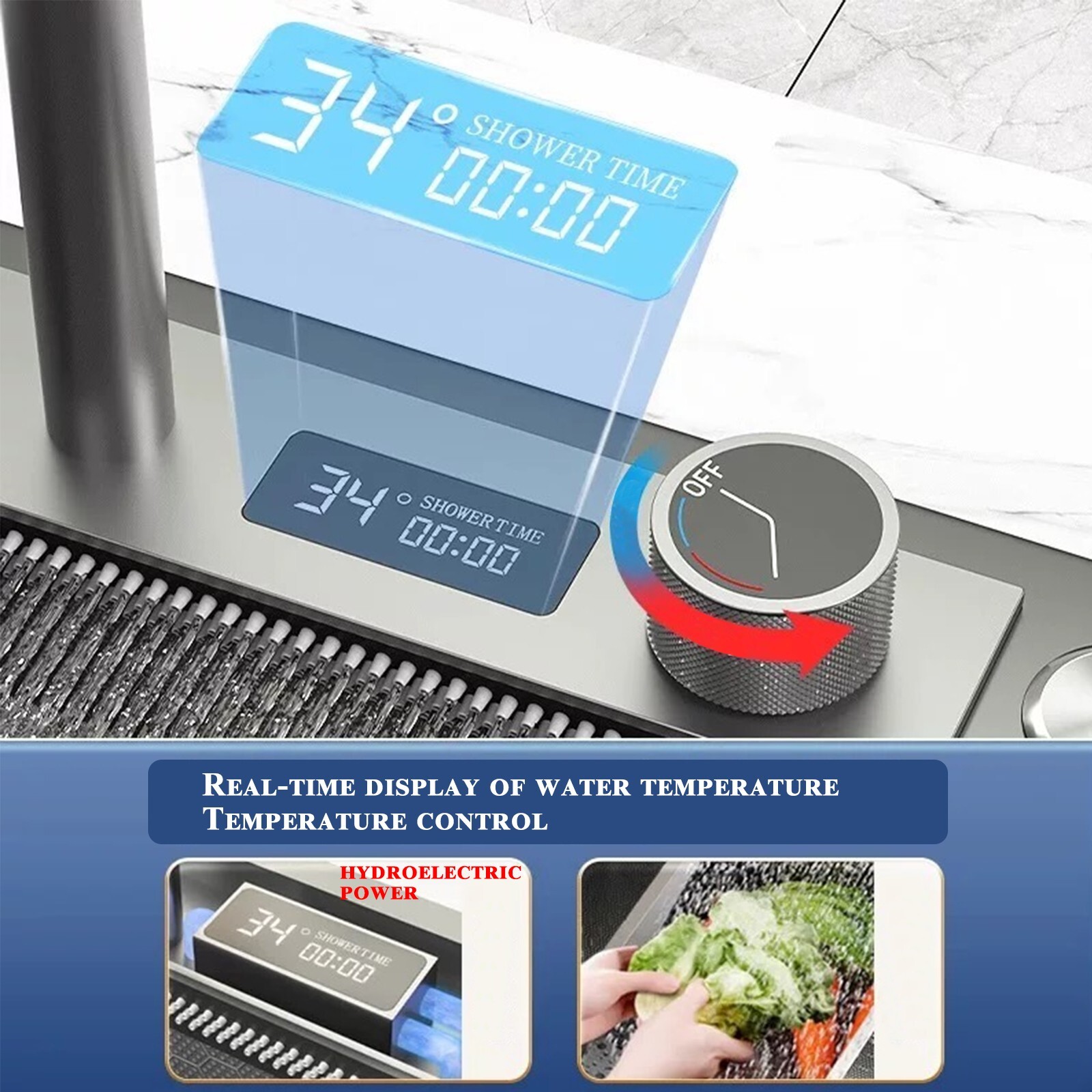 29.5" Flying Rain Stainless Steel Waterfall Kitchen Sink with Faucet Single Bowl