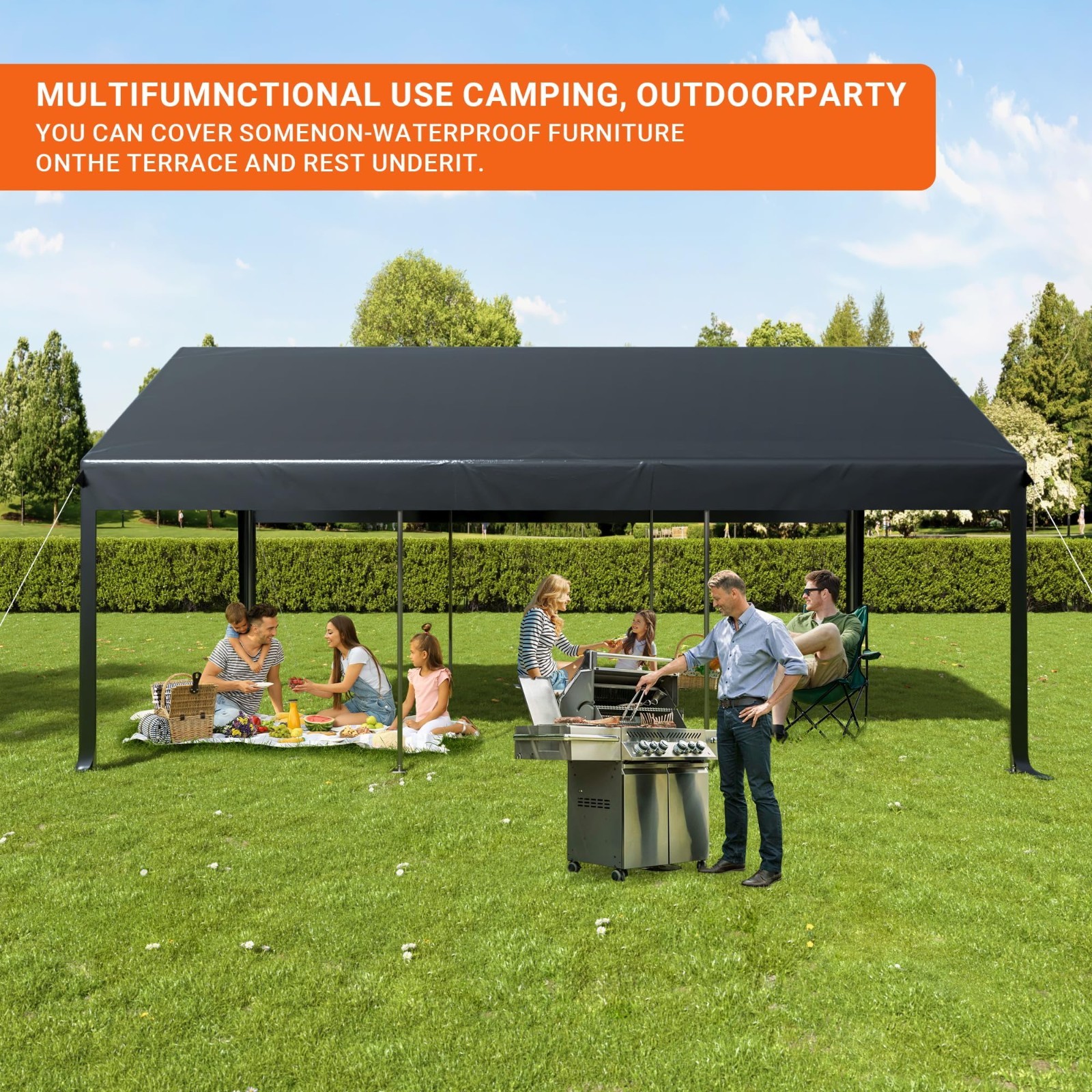 12x20/13x25/20x20FT Carport Canopy Heavy Duty w/ Side Doors Outdoor Car Shelter