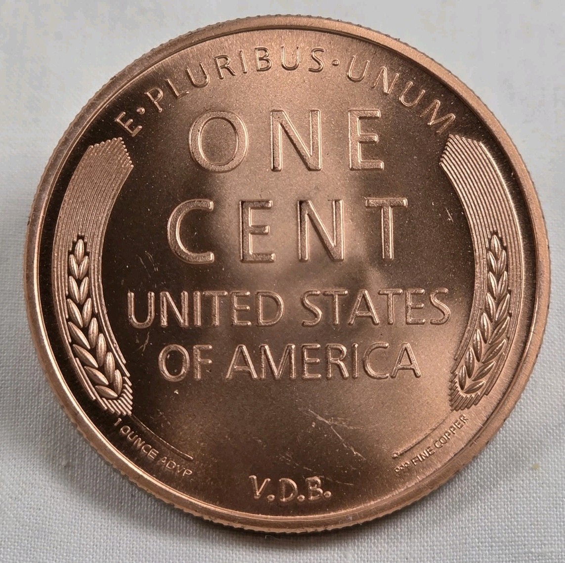 Lot Of 2 (Two) 1 Oz .999 Fine Copper Bullion 1909 Lincoln Wheat Penny Art Rounds