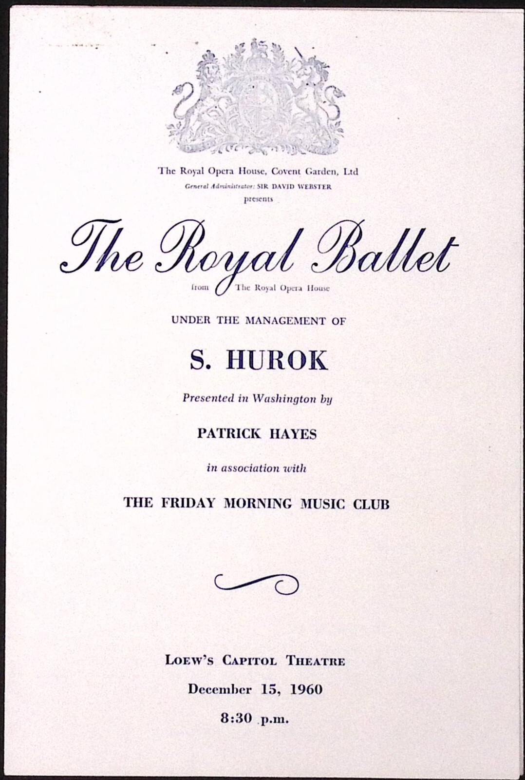 1960 The Royal Ballet Lowe's Capitol Theater Sleeping Beauty Souvenir Program