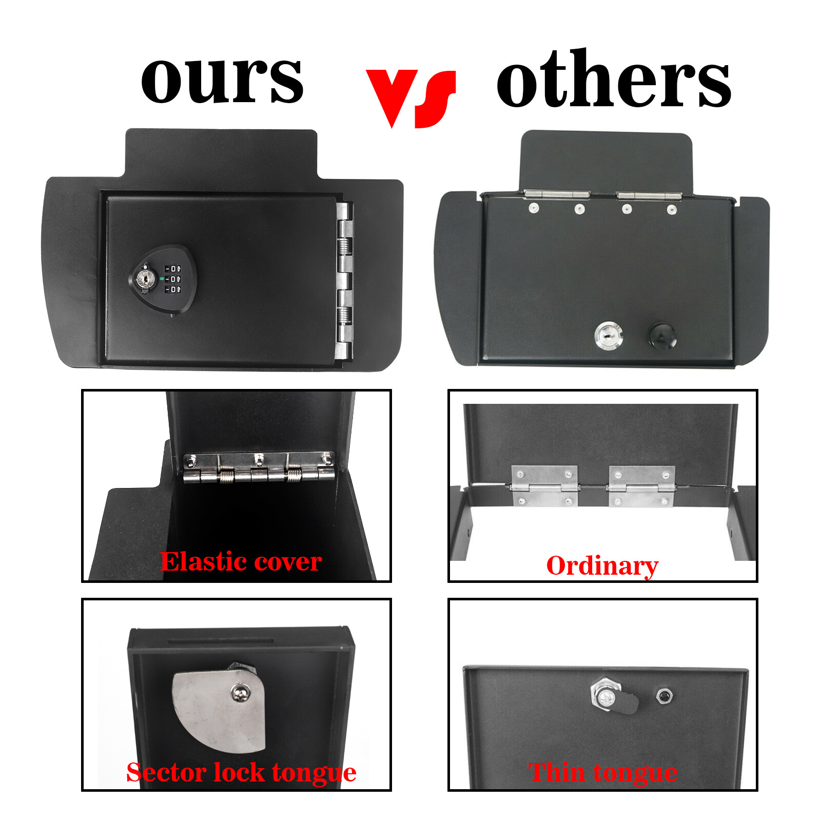 Center Console Gun Safe Vault For 2005-2015 Toyota Tacoma, 3 Digit Lock w/ Key