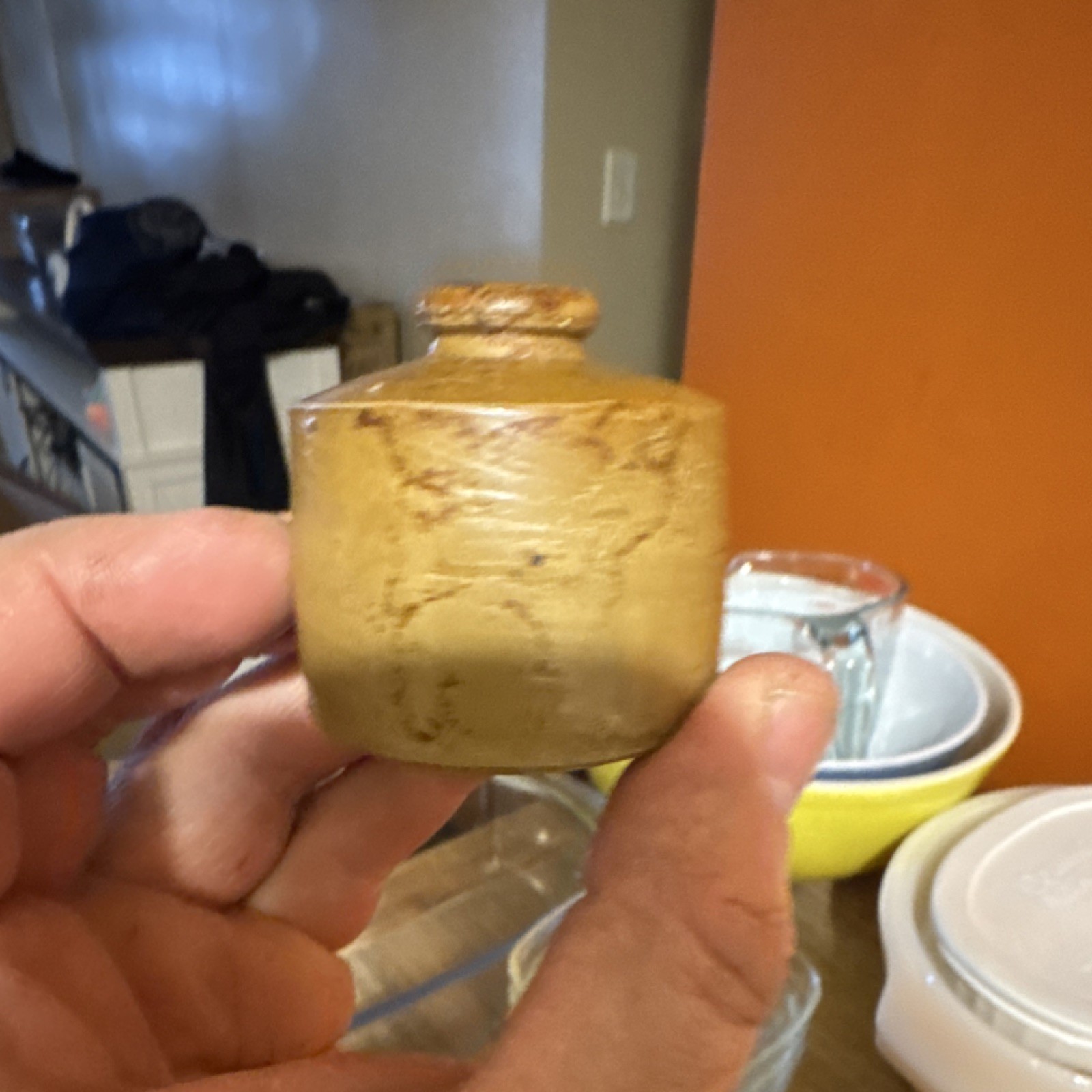 Stoneware Beige Brown Ink Bottle Antique Collectible Pre-1900 Vintage Bottle