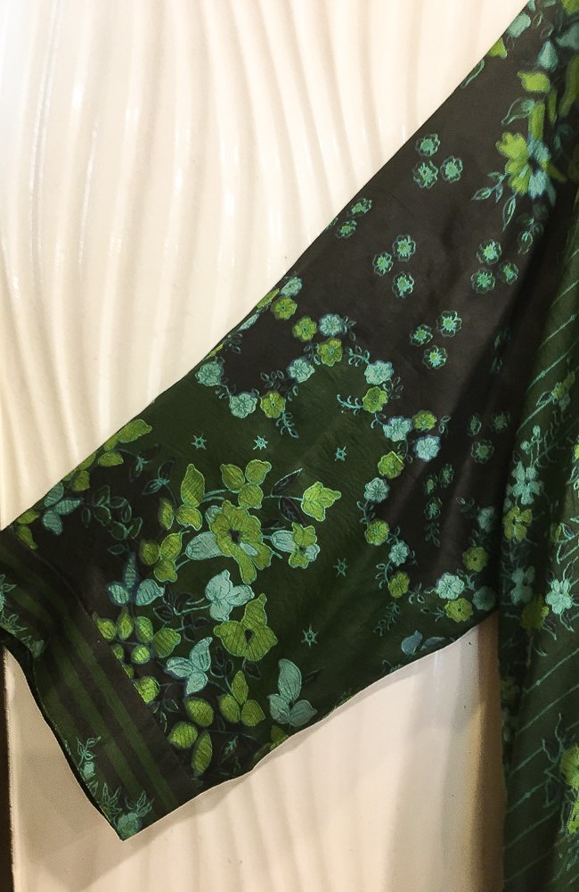 Pure Silk Green & Black kimono Long Robe Gown Girl's Woman Silk Kimono KMO5584