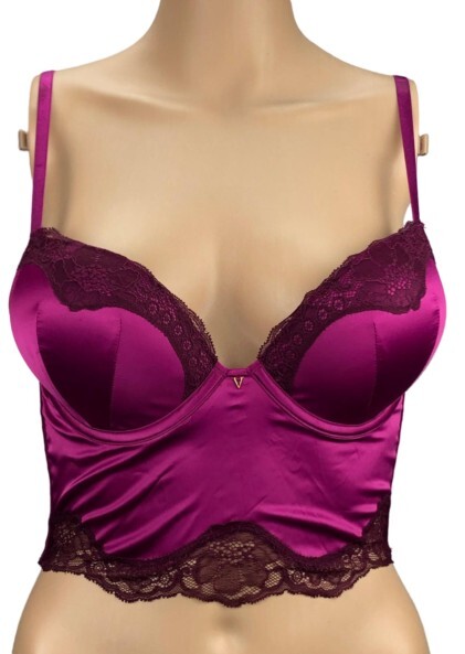 VICTORIA'S SECRET VERY SEXY BOMBSHELL SATIN ADD 2 CUPS PUSH UP CORSET BRA TOP
