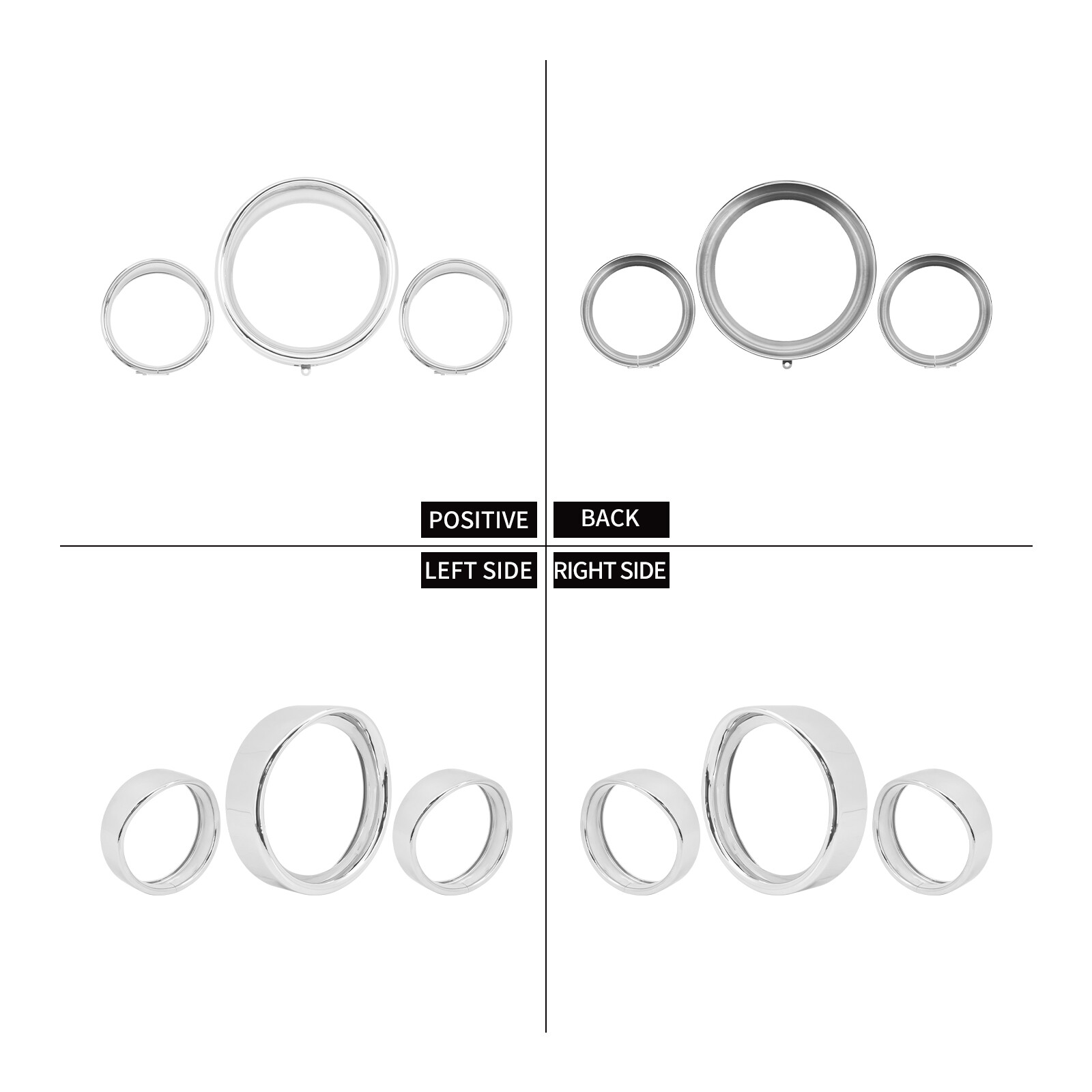 7" Headlight 4.5"Fog Light Visor Trim Ring Cover For Harley Softail Deluxe 94-17