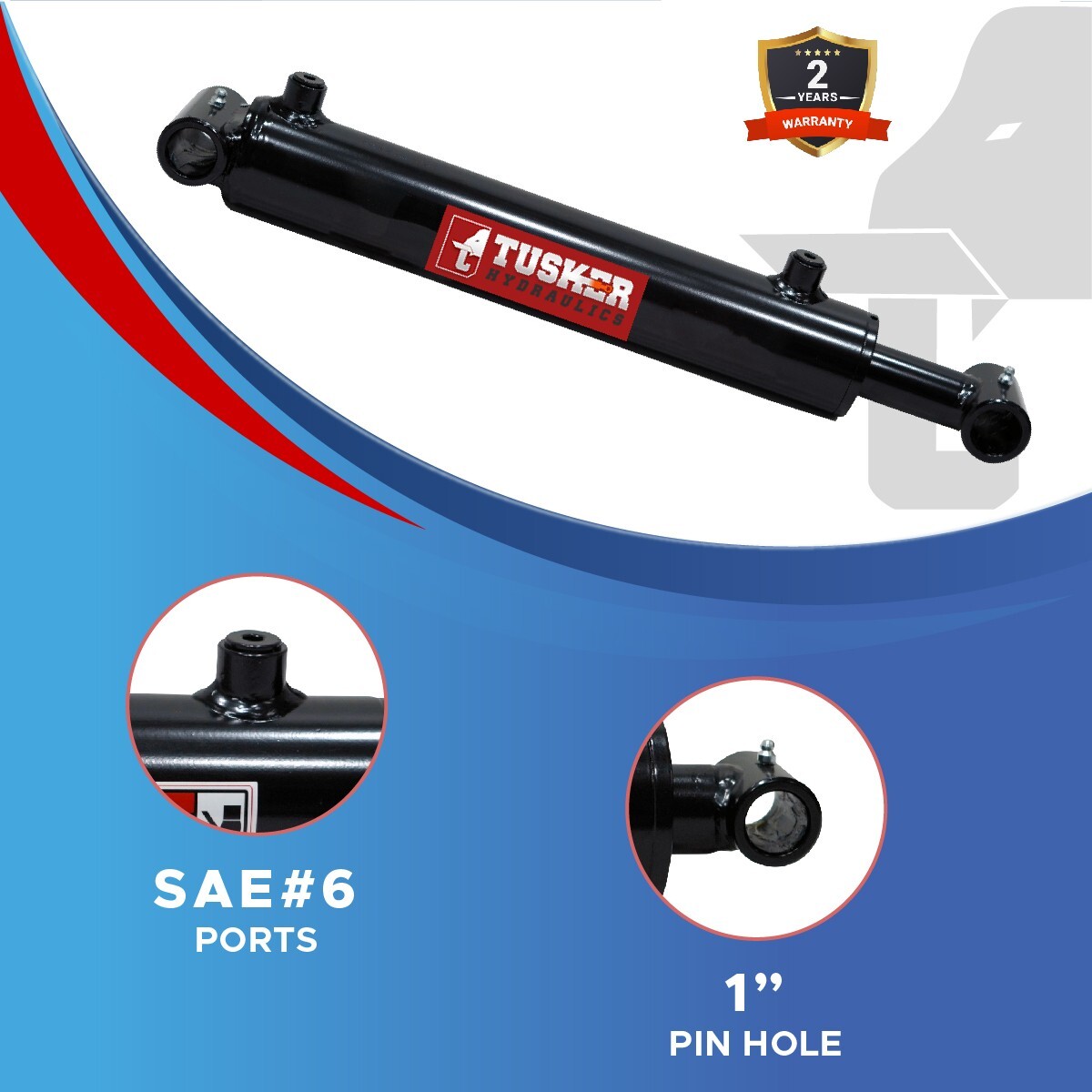2x24 Hydraulic Cylinder 2" Bore 24" Stroke Double Acting Welded Cross Tube