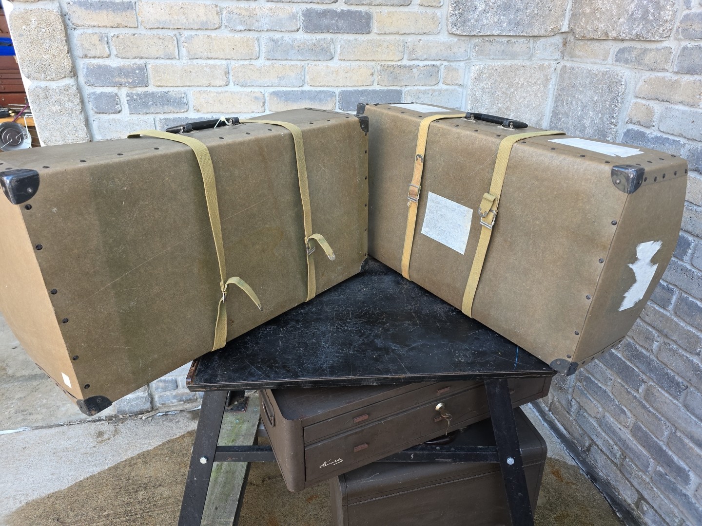 Vintage Pair of Fiber Hardware Cases 29x16x8