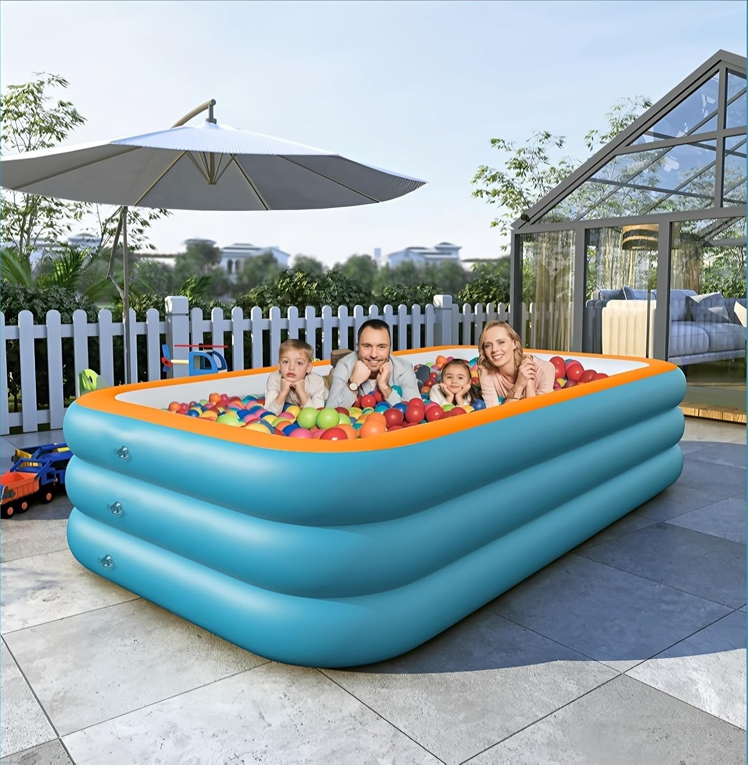 Family Inflatable Swimming Pool for Kids Adults Thickened Large 102" x 63" x 22"