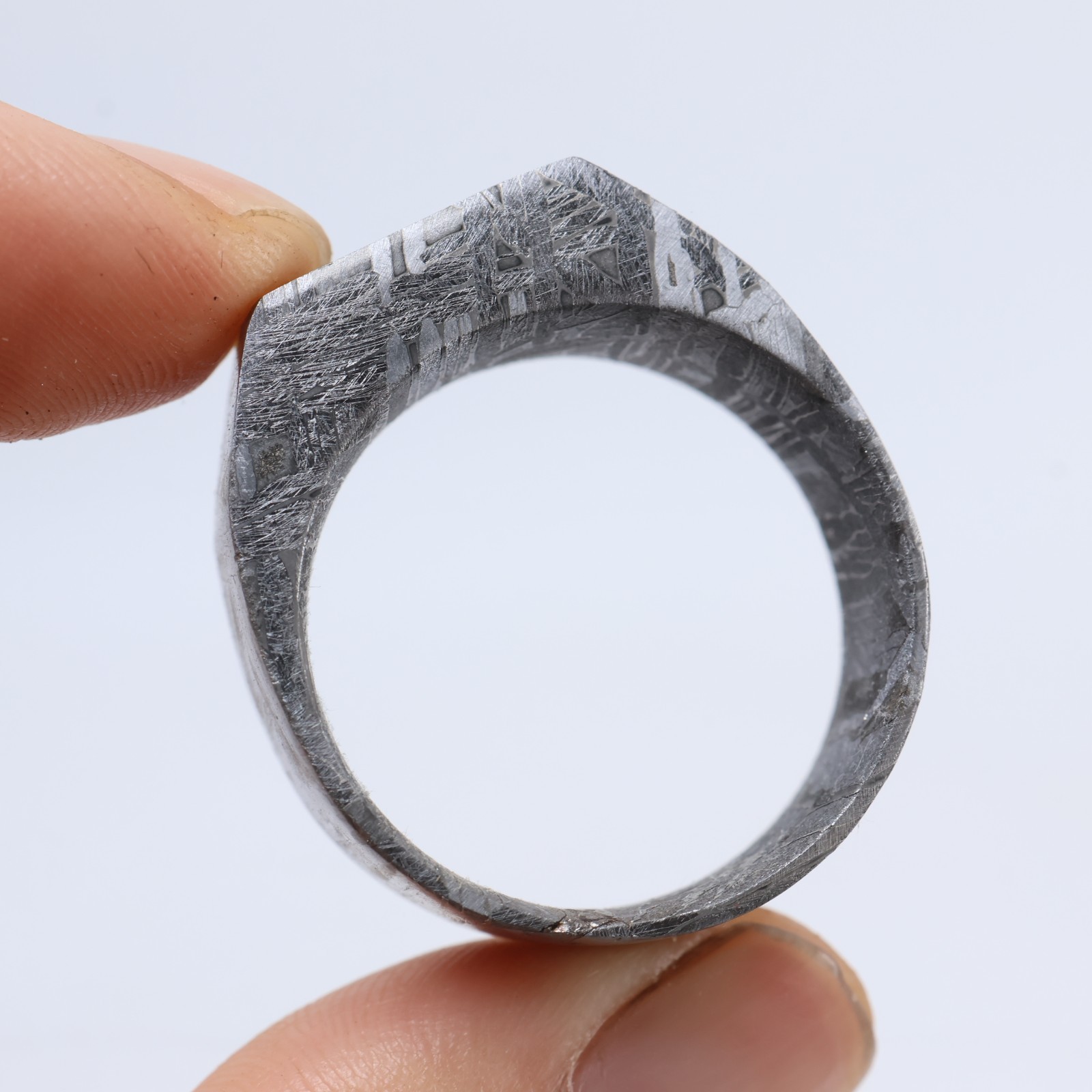 Meteorite ring (US 12 ) Natural Meteorite Carving Ring Unmatched Ring AB638