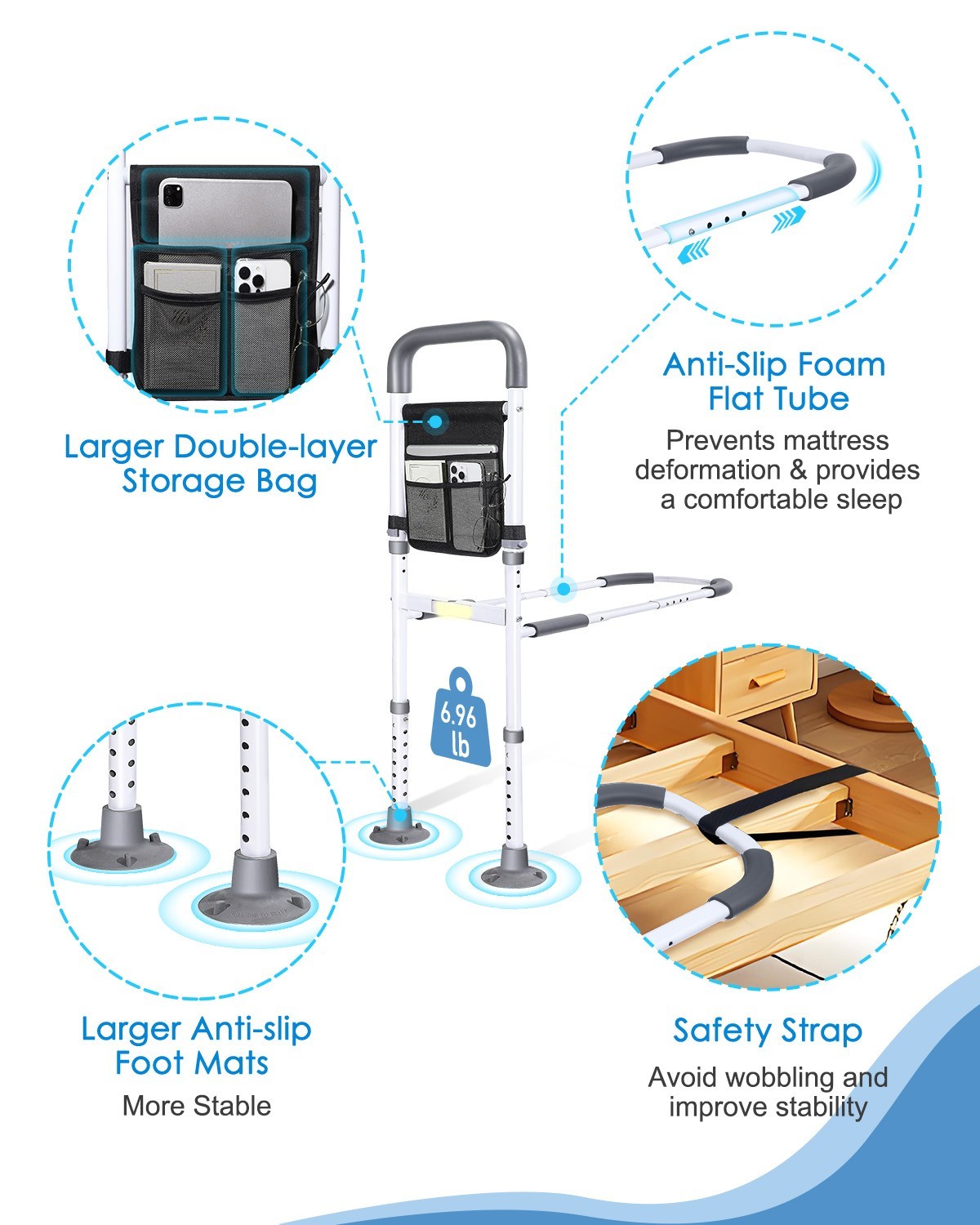Bed Rails for Elderly Adults, Bed Rails for Seniors with Motion Sensor Light