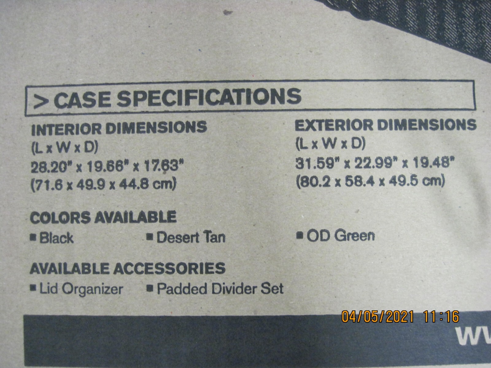 PELICAN 1660-021-110 CASE (NEW IN BOX)