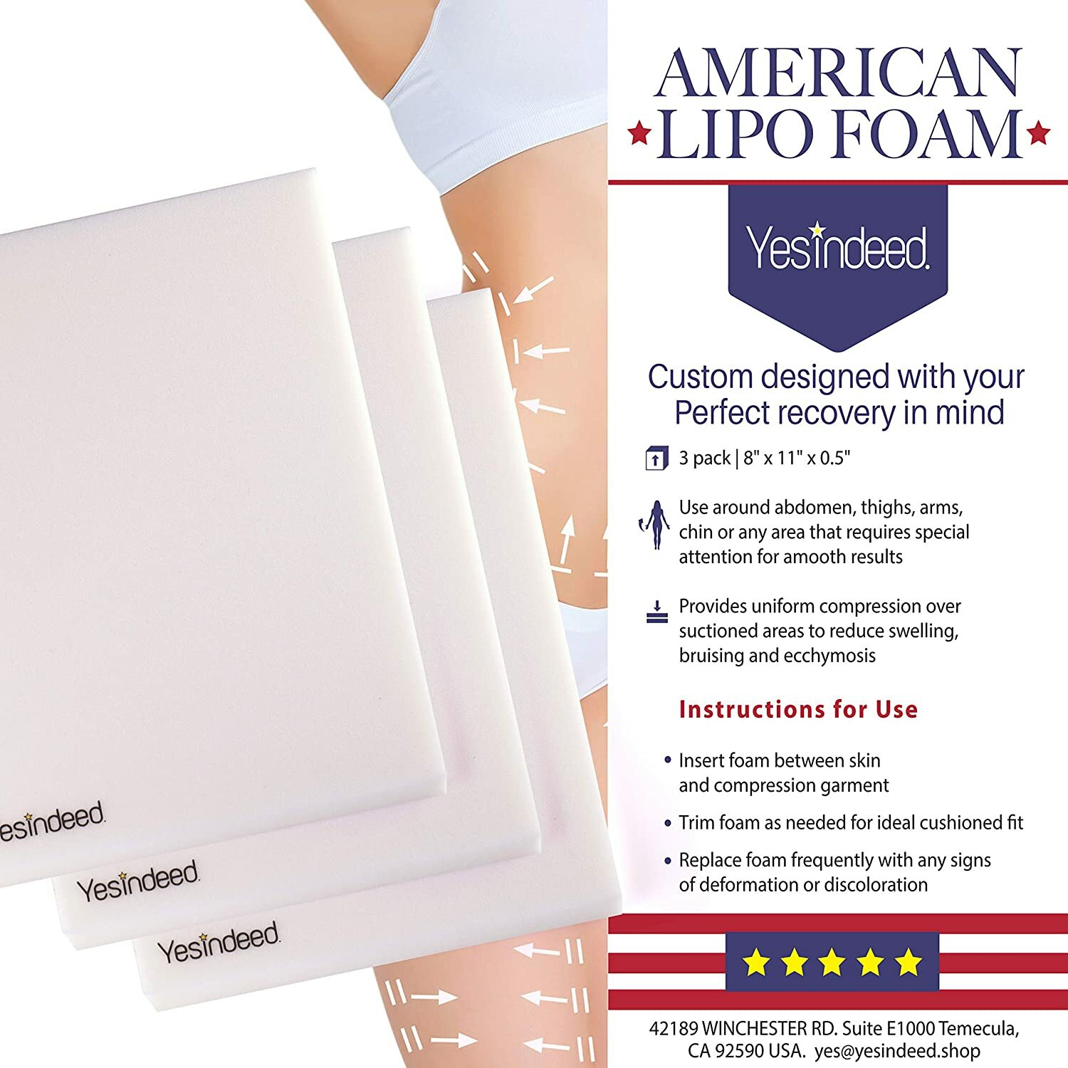 3 Pack Lipo Foam - Dr. Approved Post Surgery Foam Sheets, Ab Board