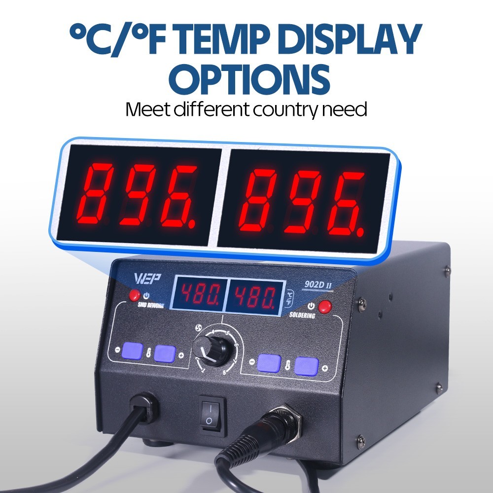WEP 902D-II 2in1 Soldering Station Hot Air Gun Heat Rework SMD Welding Tool