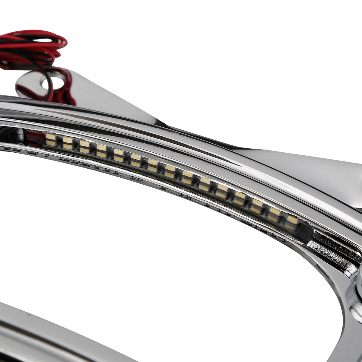 Curved Laydown License Plate Mount Frame Light For Harley Road King Street Glide