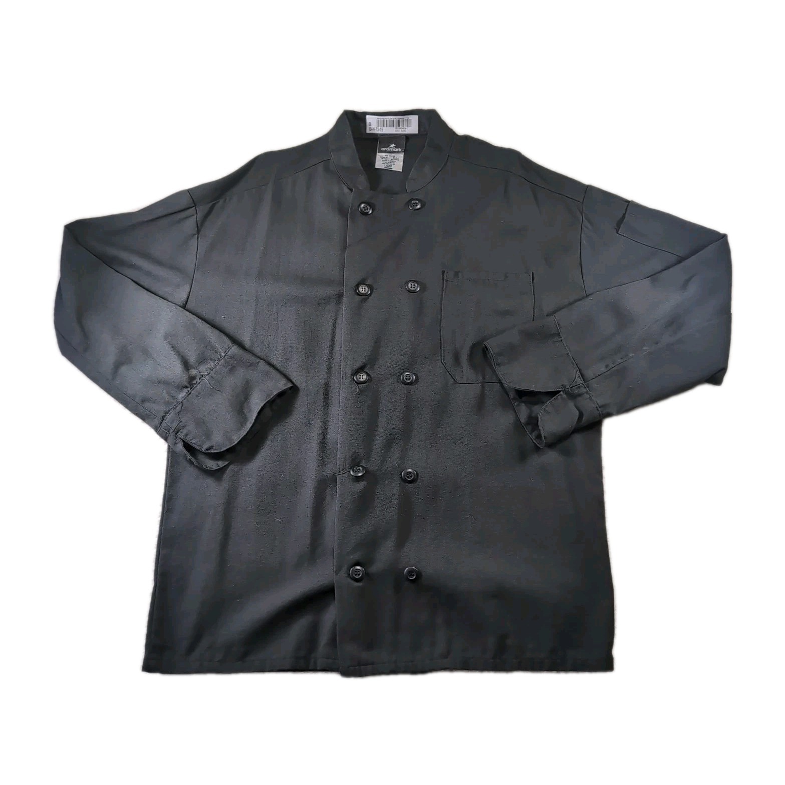 Aramark Vestis Double Breasted Linen Chef’s Coat Unisex LARGE (GO2487), Black