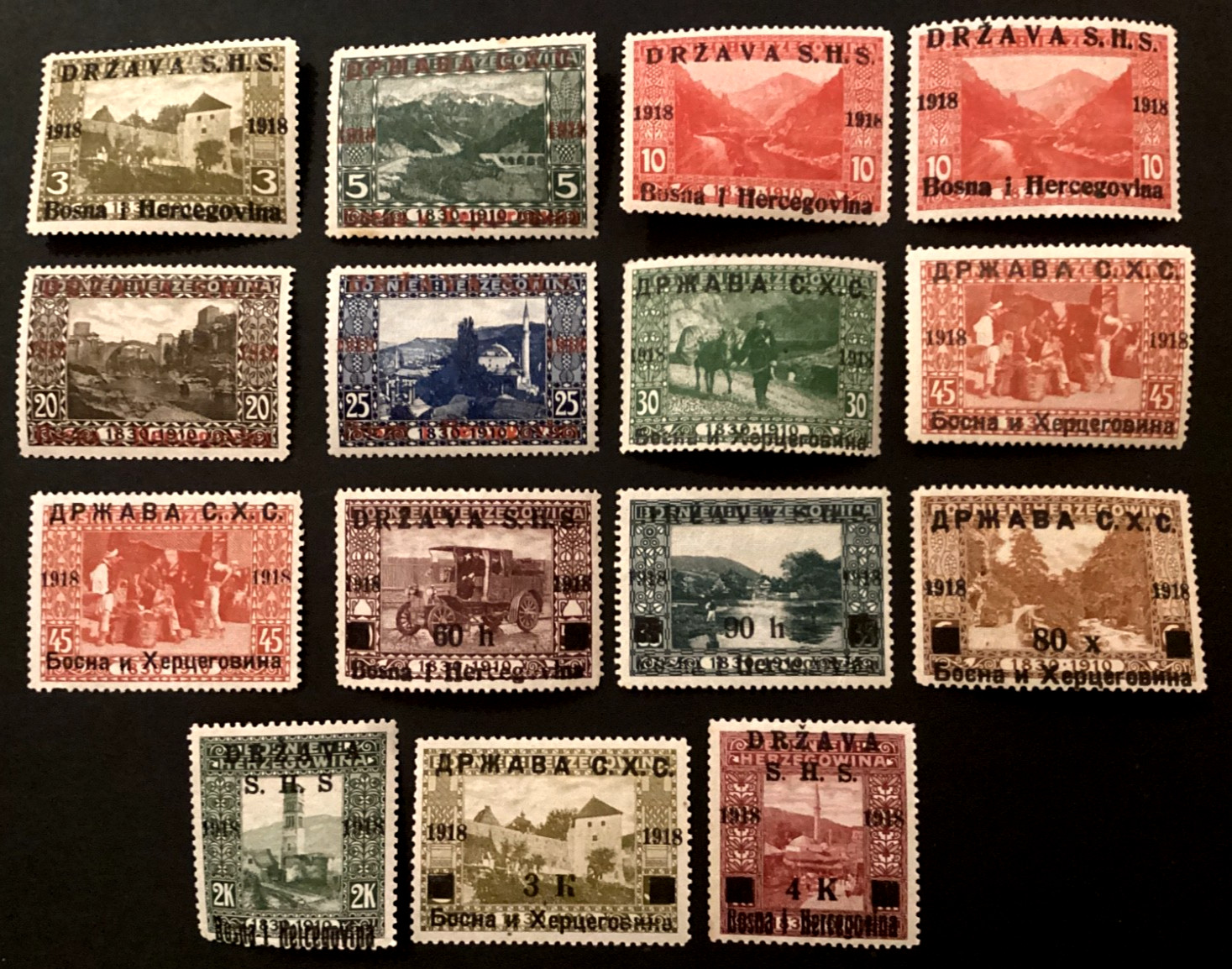1910 Bosnia Herzegovina Surcharged MNH & MH