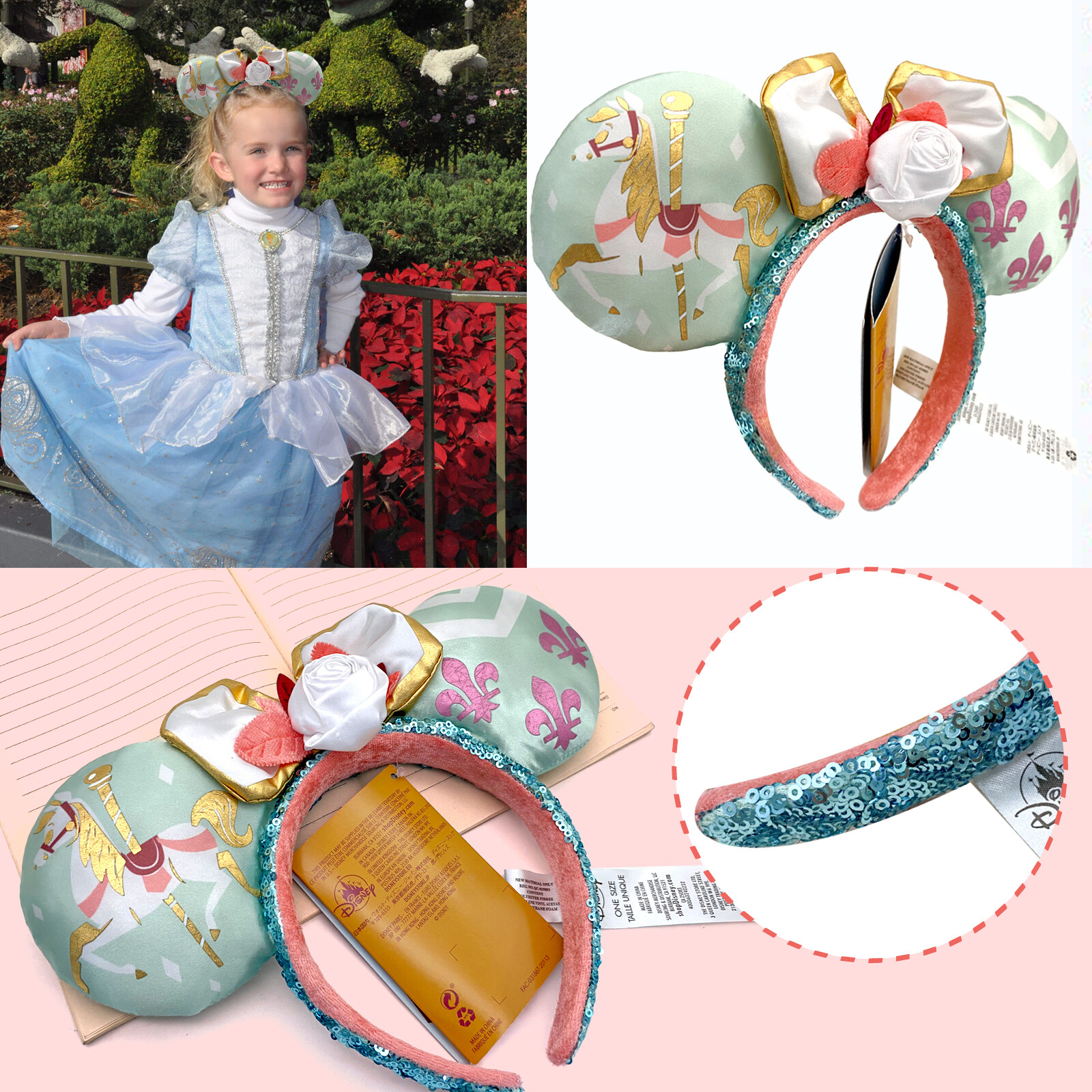 Disney~Parks The Main Attraction Minnie Mouse Ears King Arthur Carousel Headband