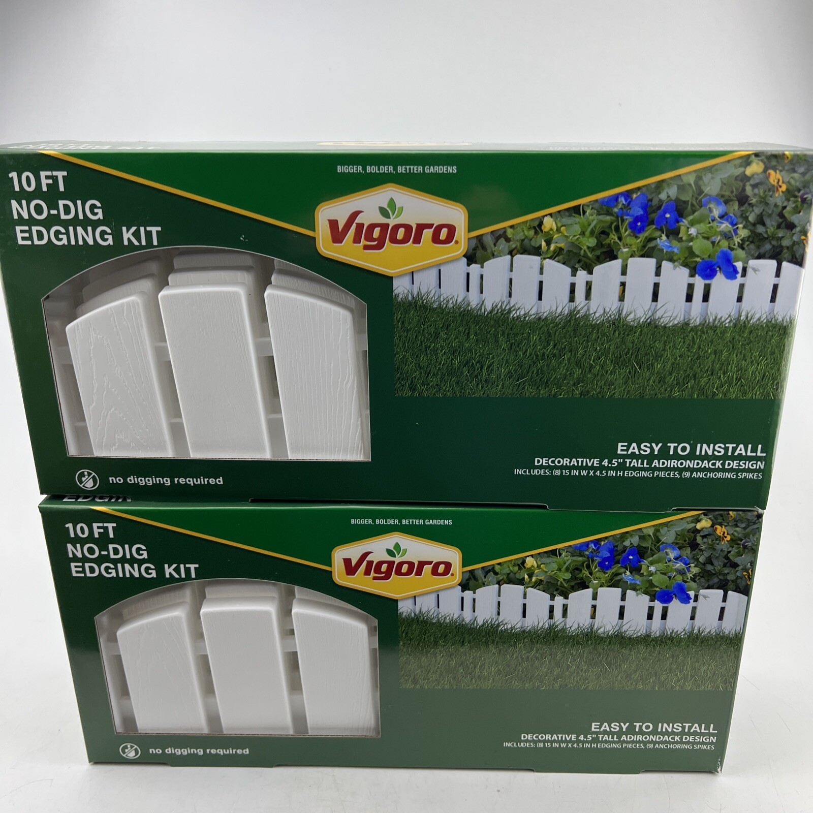 Landscape Edging Kit 4.5" X 10ft Decorative Picket Fence Vigoro White Lot of 2
