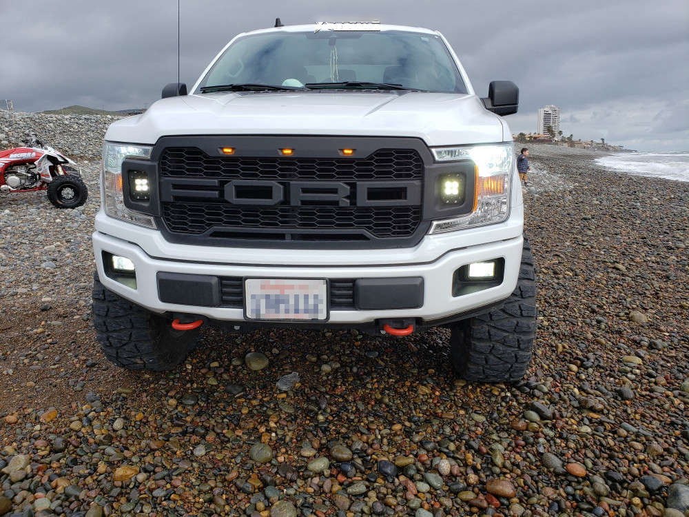 For Ford F150 Grill 2018 2019 2020 Raptor Style Front Grille W/LED Matte Black