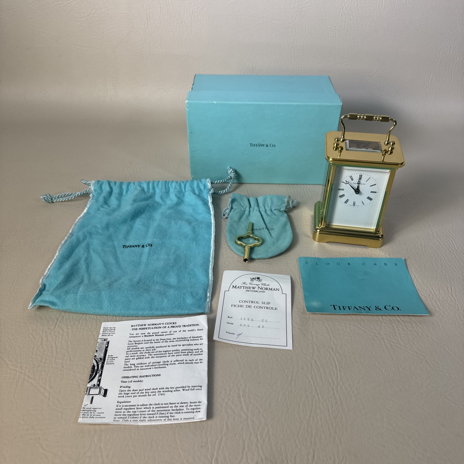 Tiffany & Co. Fine Carriage Clocks Matthew Noeman Switzerland #1754 CC