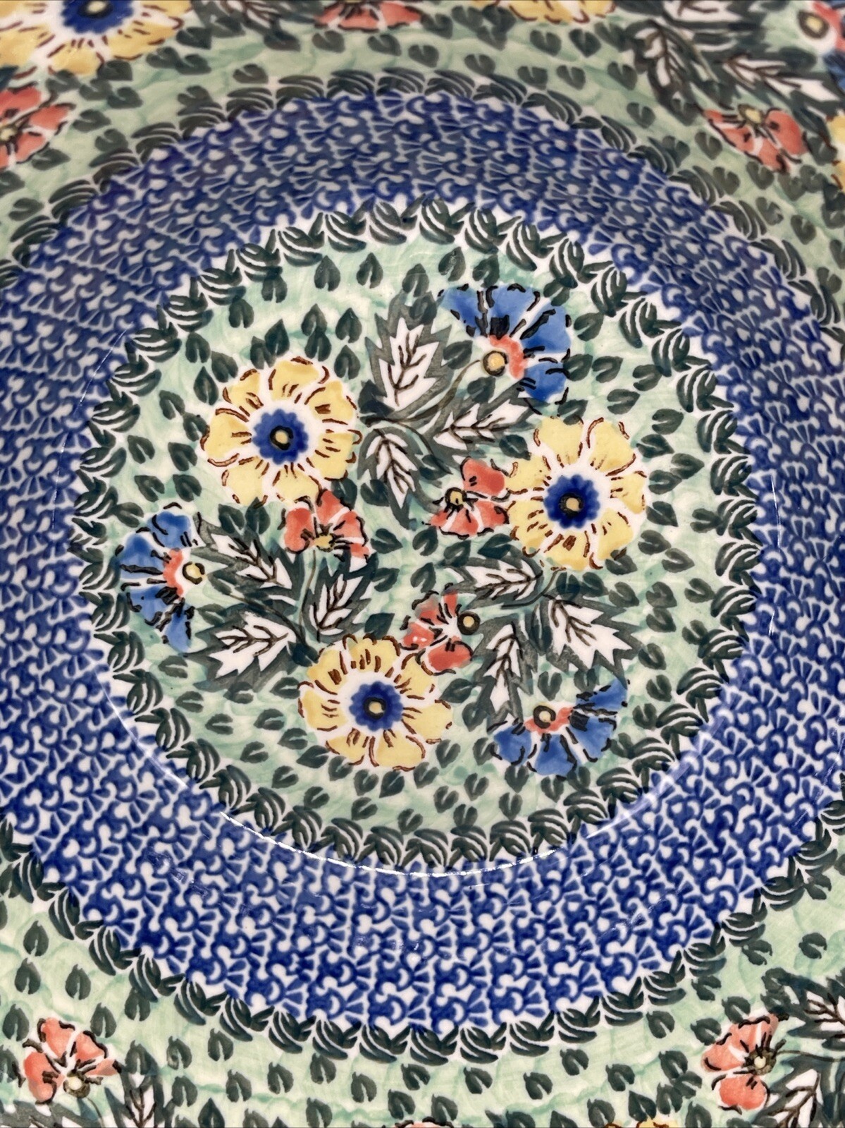 Polish Pottery Unikat L.Lenkiewicz #1975 Tulip Huge 12X5" Scalloped Serving Bowl