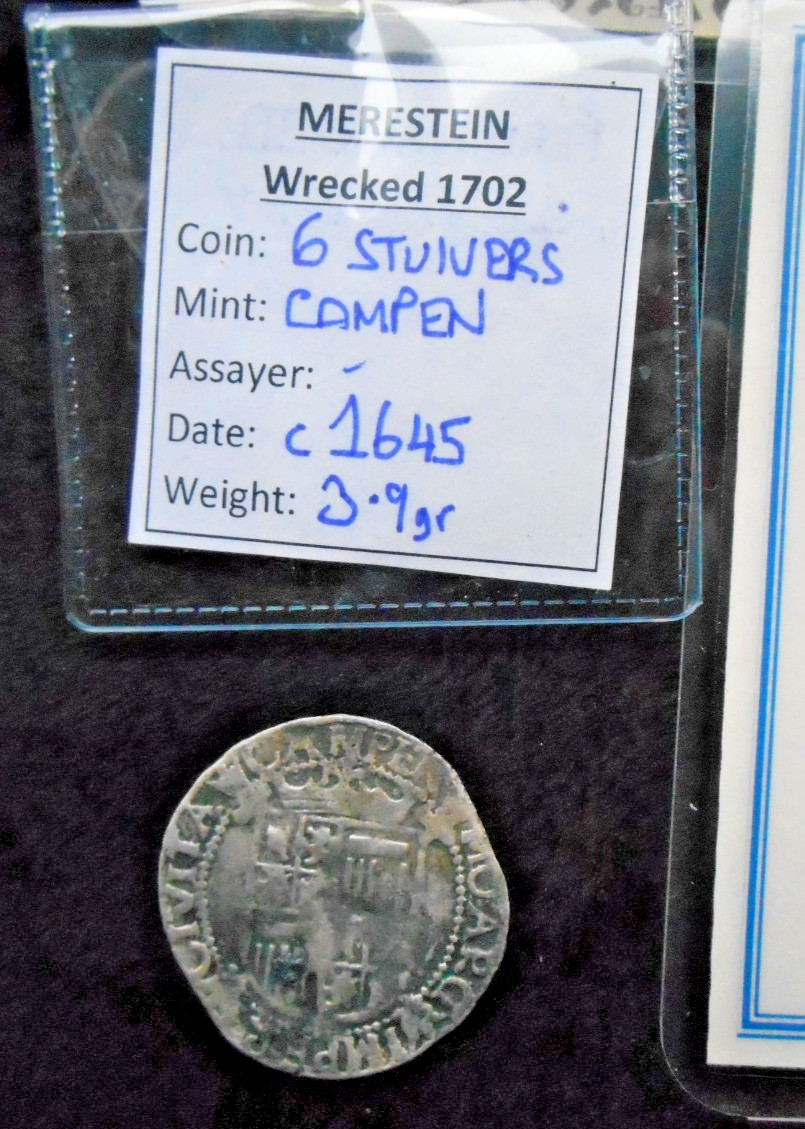 SHIPWRECK treasure SILVER 6 STUIVERS shilling coin MERESTEIN wreck 1645 VOC Indi