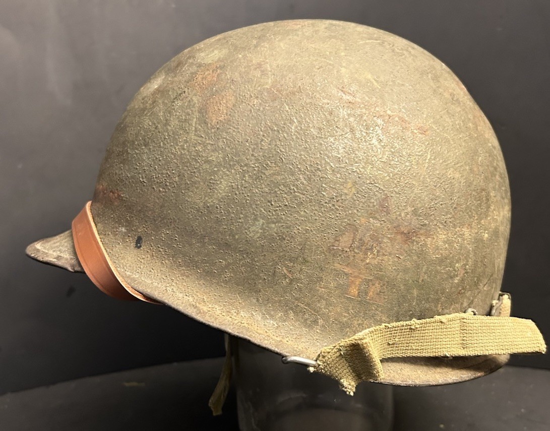 ORIGINAL PAINT 1944 WWII McCord M1 Steel Helmet w/Liner Rear Seam Swivel Bale