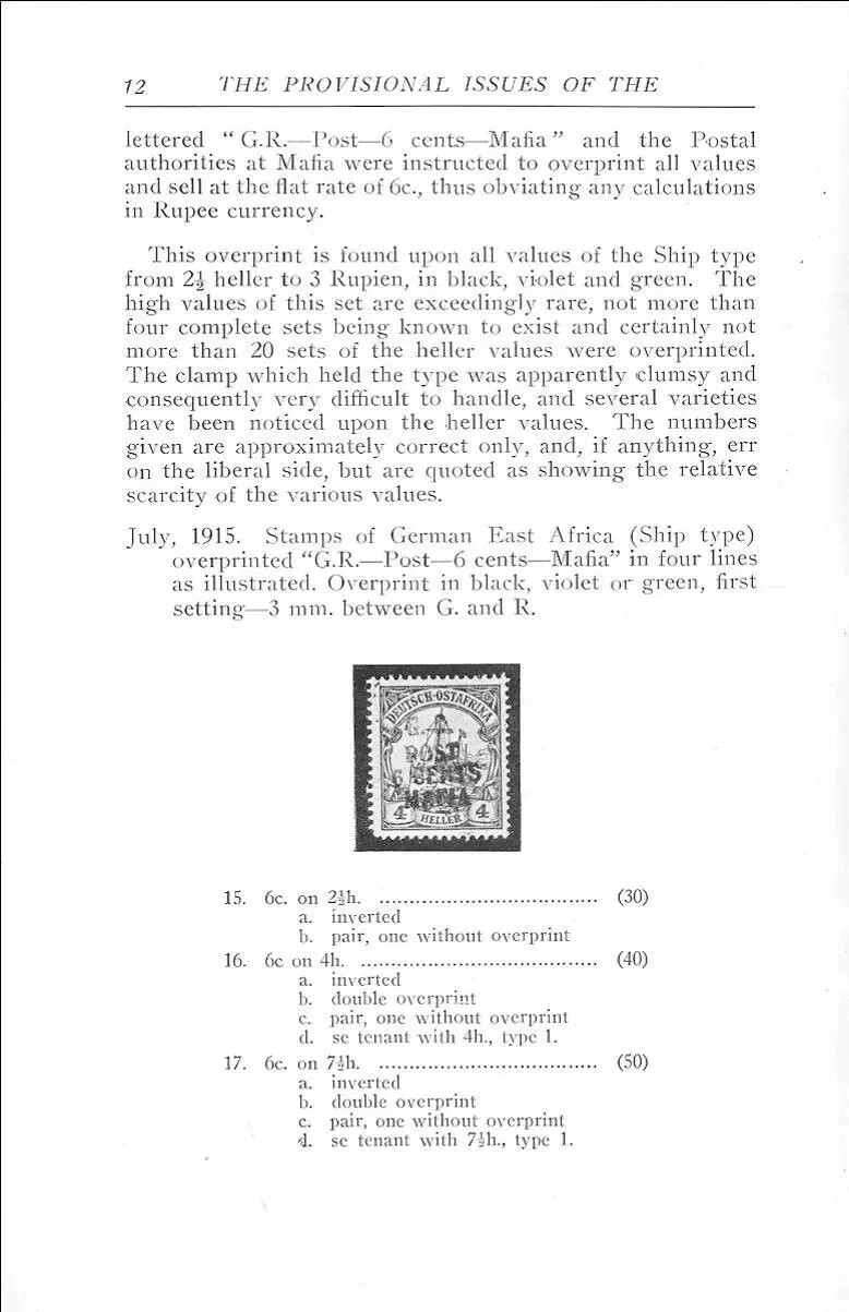 MAFIA Provisional Issues Stamps Overprints East Africa German British India - CD