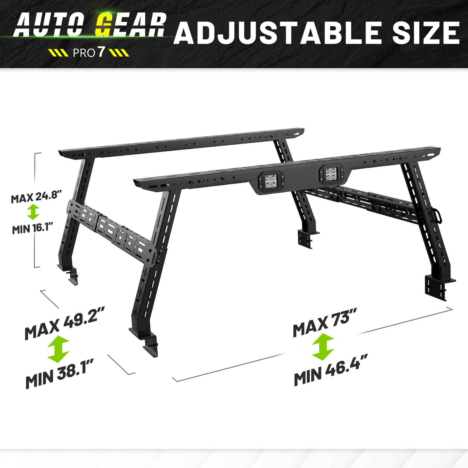 Adjustable 16-24.8" High Truck Bed Racks For 2005-2025 Tacoma,2005-2025 Frontier