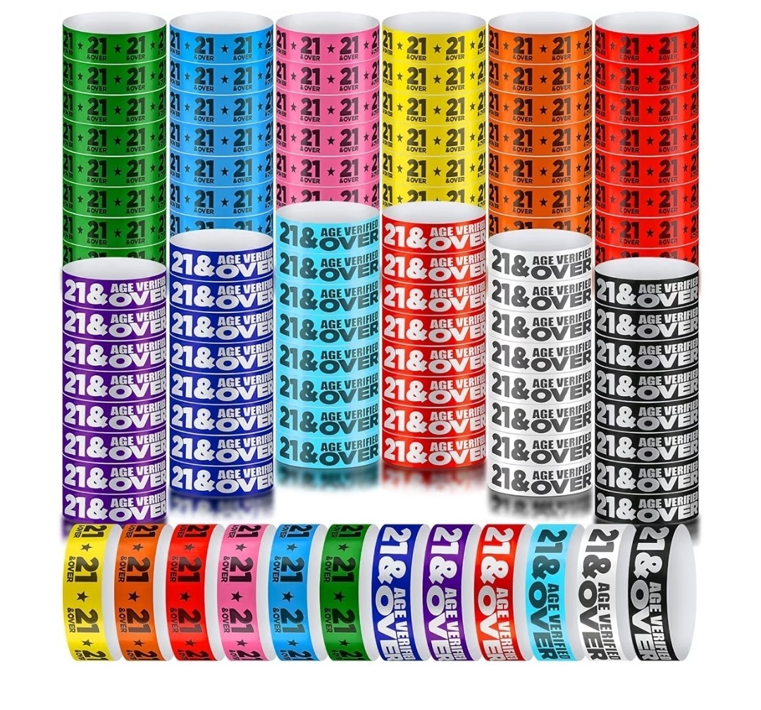 1200 Pcs over 21 Wristbands Paper Events Wristbands Colored Event Wristbands Wat