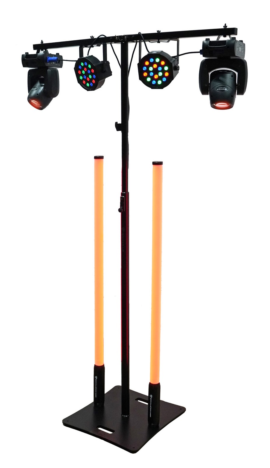 Rockville RLF4 BLACK 10 Foot Solid Base T-Bar Lighting/Projector DJ Stand + Bags