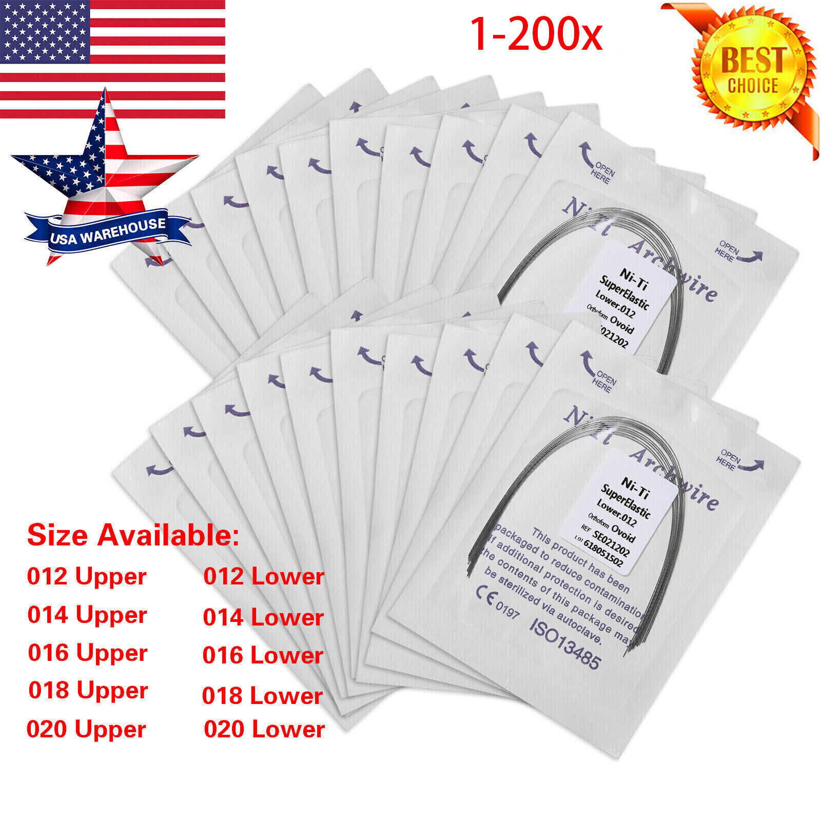 Dental Orthodontic Super Elastic Niti Arch Wire Round Ovoid Form Archwire All