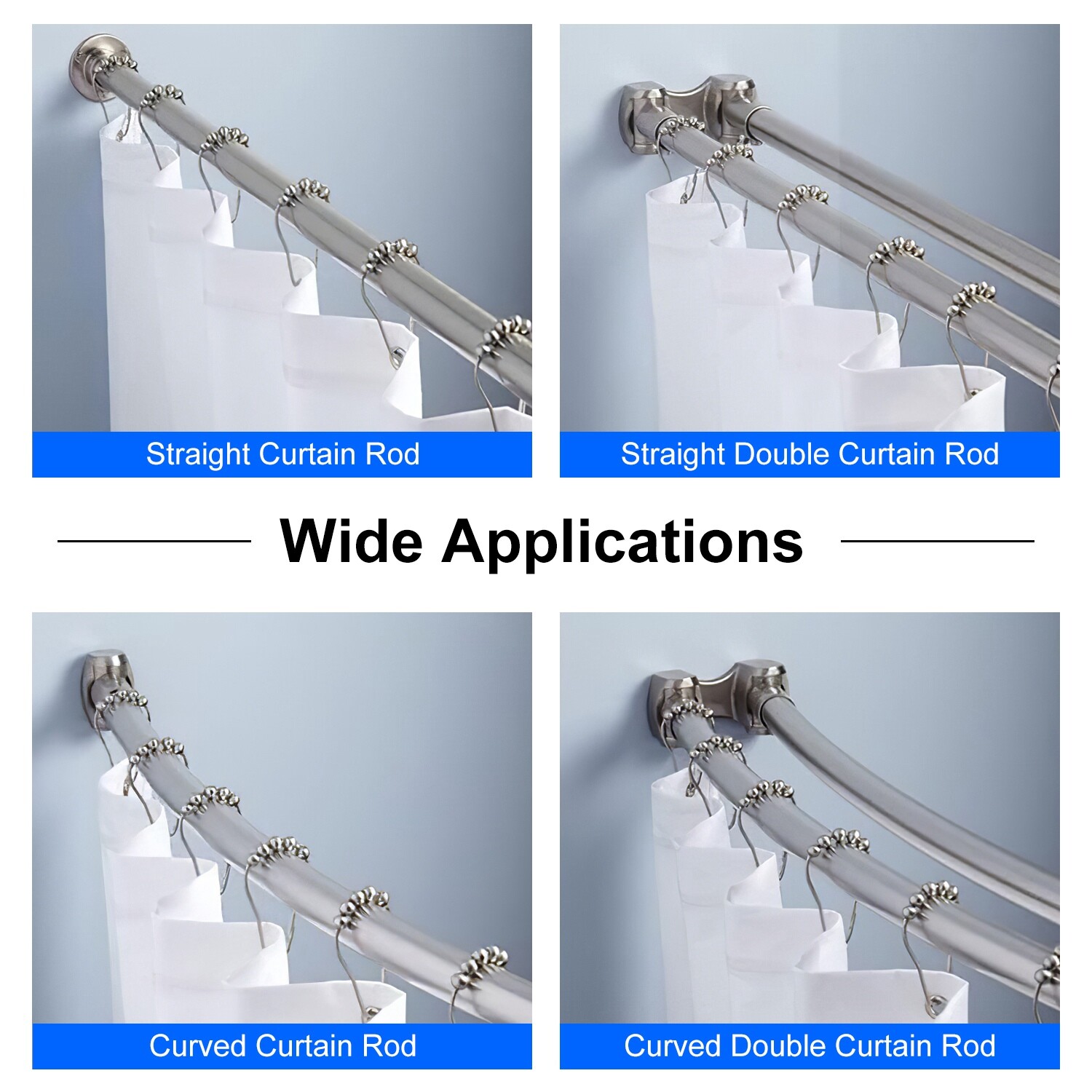 Adjustable Shower Curtain Rod Stainless Steel L Shaped for Bathroom Corner Rack