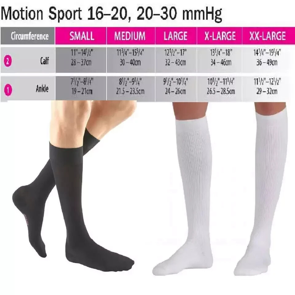 Compression Socks 20-30 mmHg Knee High Medical Support Medi White Size XL