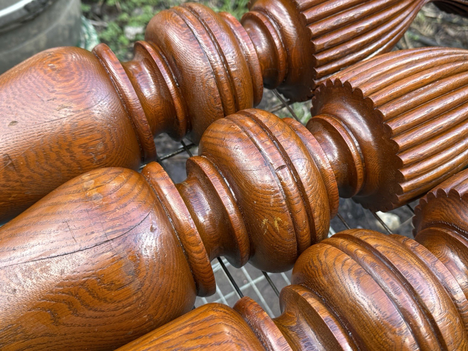 5x Exquisite Antique Wood Fluted Turned Carved Table Legs Victorian Vintage