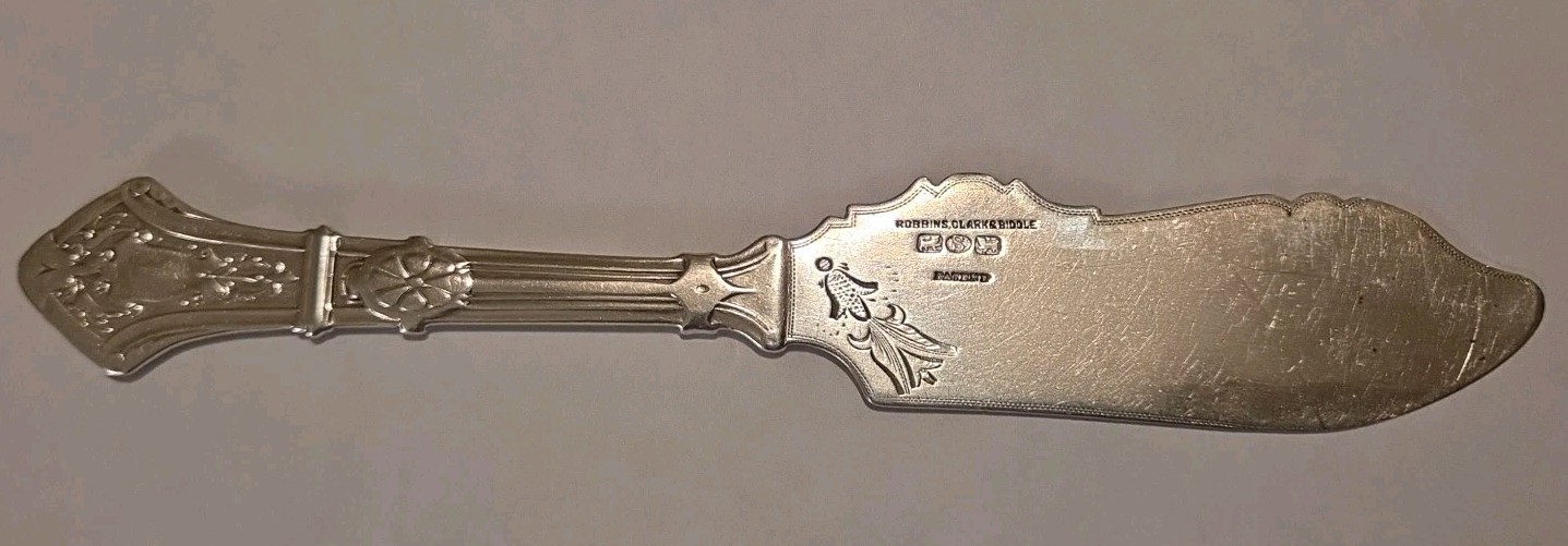 Robbins Clark & Biddle Silver Serving Knife 19th C Philadelphia