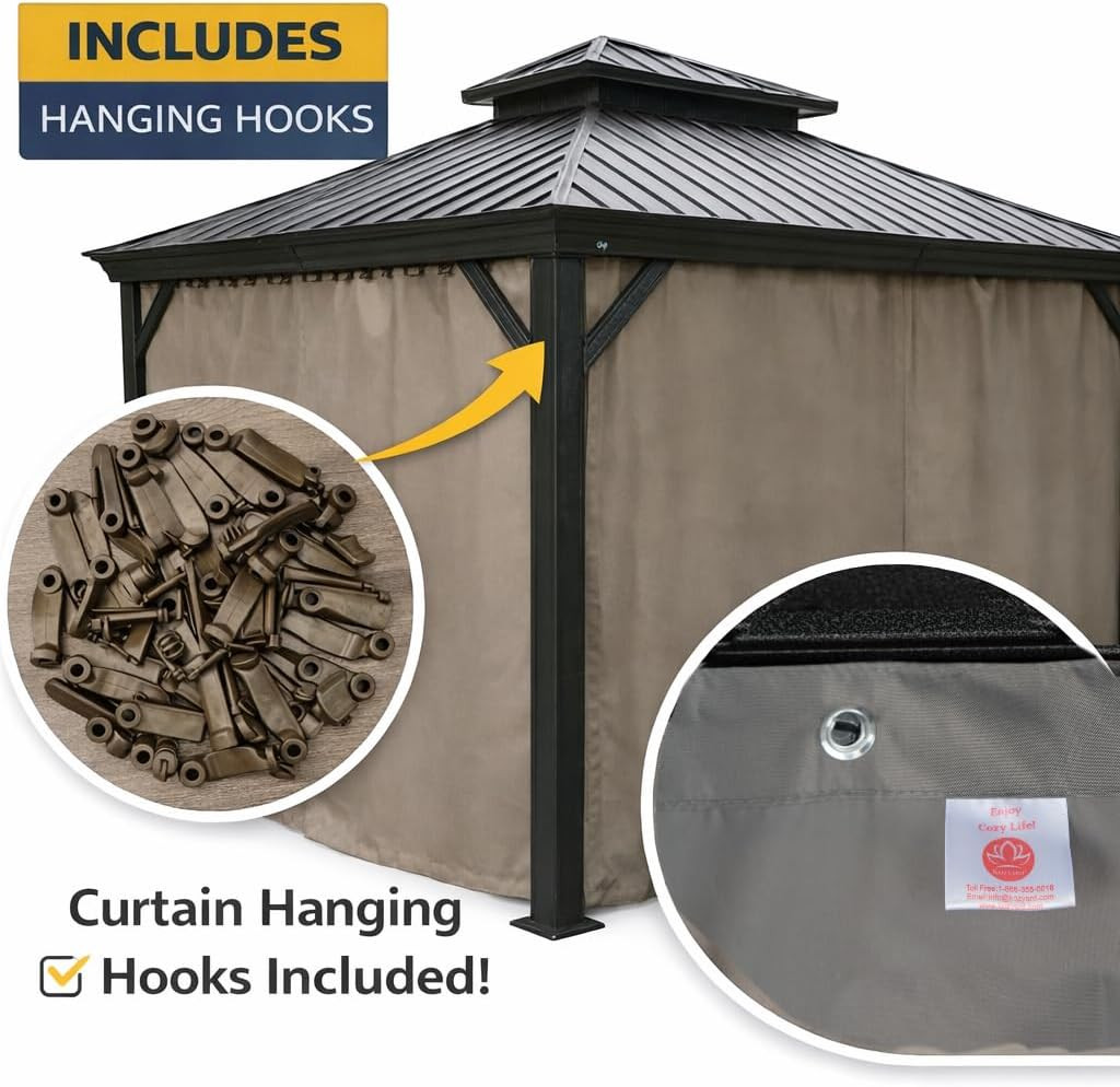 Kozyard 10' X 12'Outdoor Gazebo Privacy Curtain Sidewall, Waterproof Patio Priva